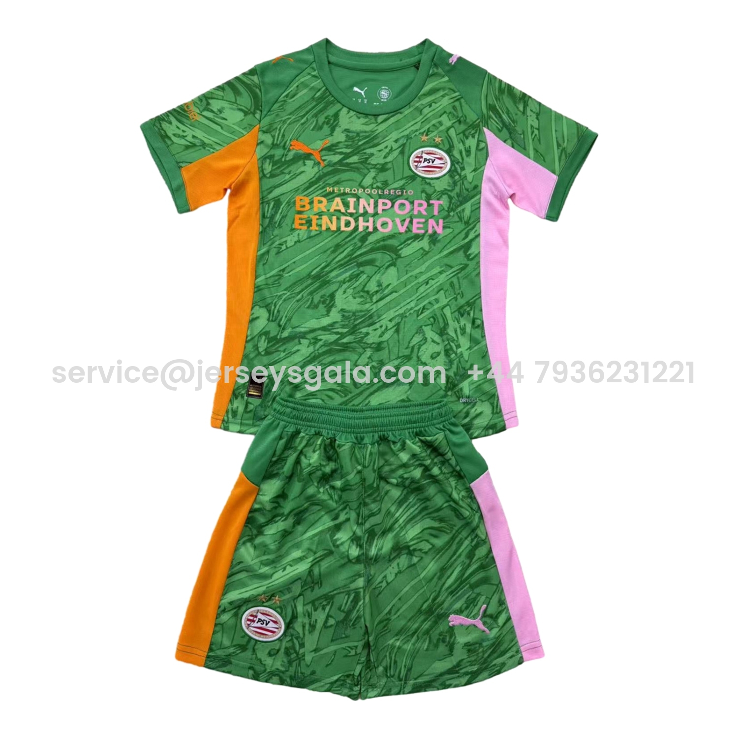 JerseysGala.com | PSV Eindhoven 25-26 Green Goalkeeper Men's Adult Jersey Set - Fans Version -Customize Name, Number and Patch | Worldwide Shipping