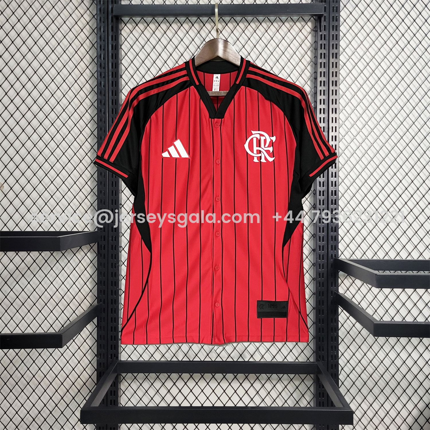 JerseysGala.com | Flamengo 25-26 Red Baseball Jersey with Black Stripes -Customize Name, Number and Patch | Worldwide Shipping
