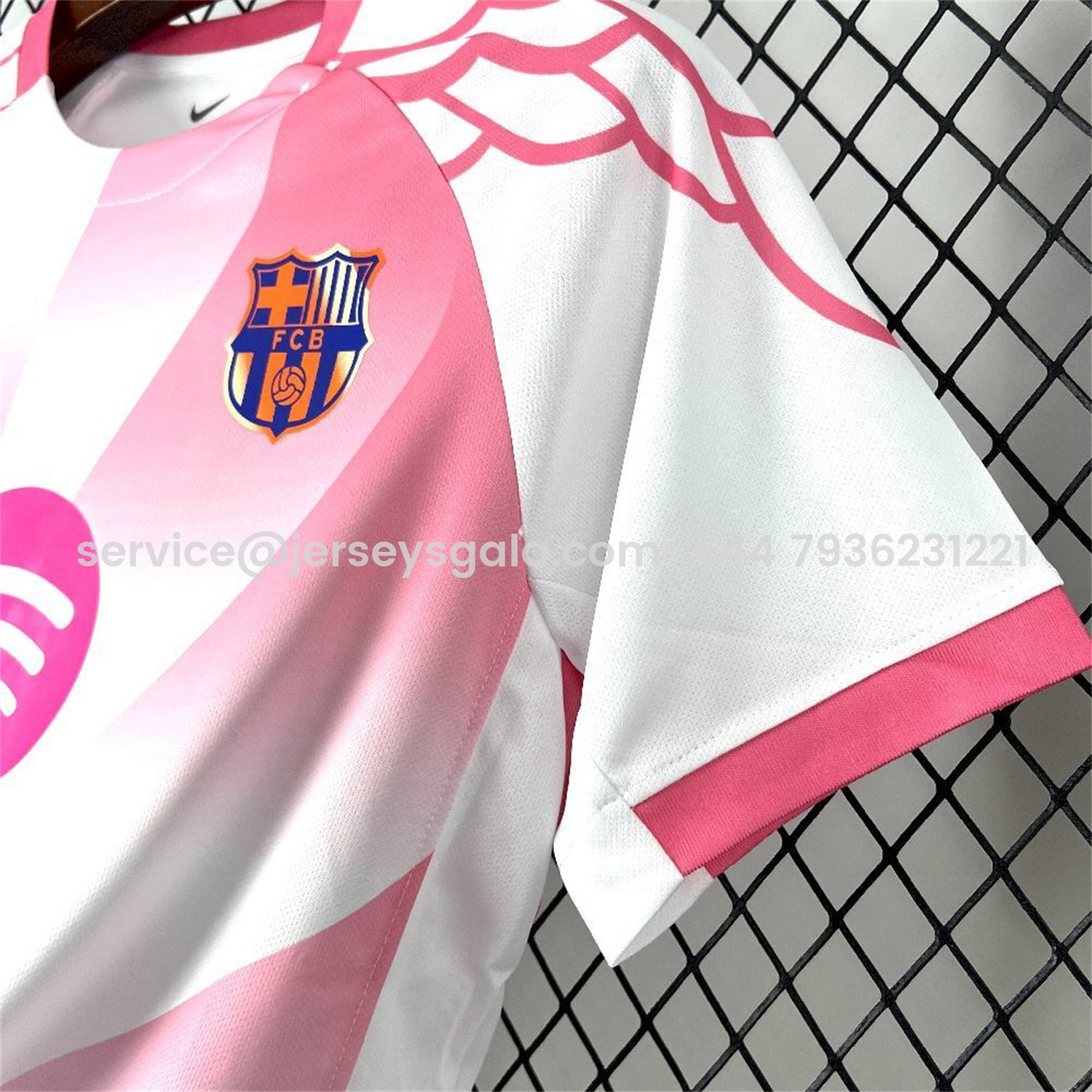 JerseysGala.com | Barcelona 25-26 Pink And White Special Jersey - Fans Version -Customize Name, Number and Patch | Worldwide Shipping