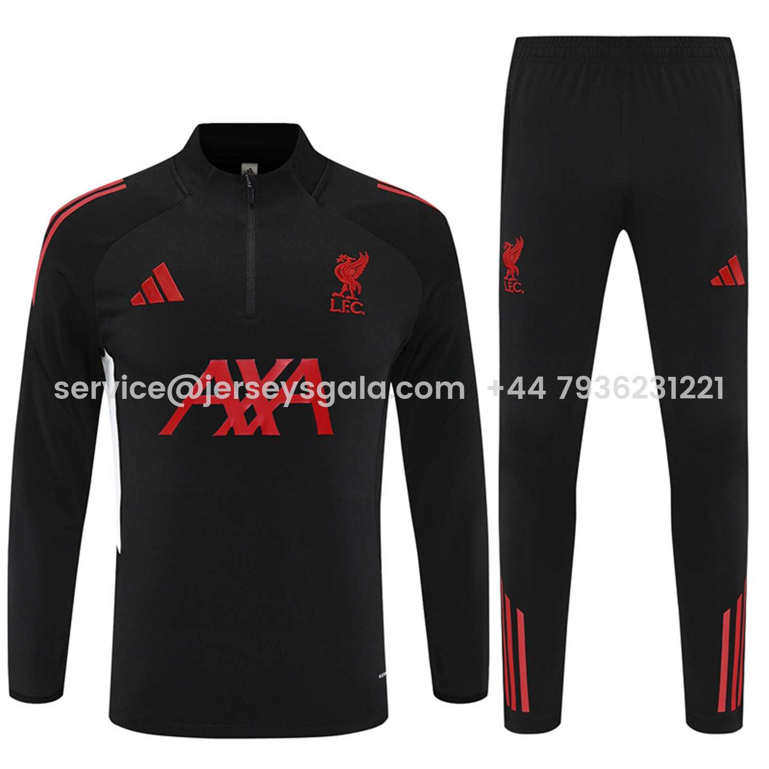 JerseysGala.com | Liver.pool 25-26 Long Sleeve Training Set - Black Top & Black Pants -Customize Name, Number and Patch | Worldwide Shipping