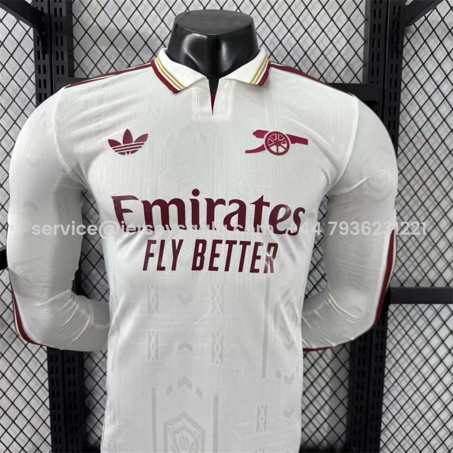 JerseysGala.com | Arsenal 25-26 Third White Long Sleeves Jersey - Player Version -Customize Name, Number and Patch | Worldwide Shipping
