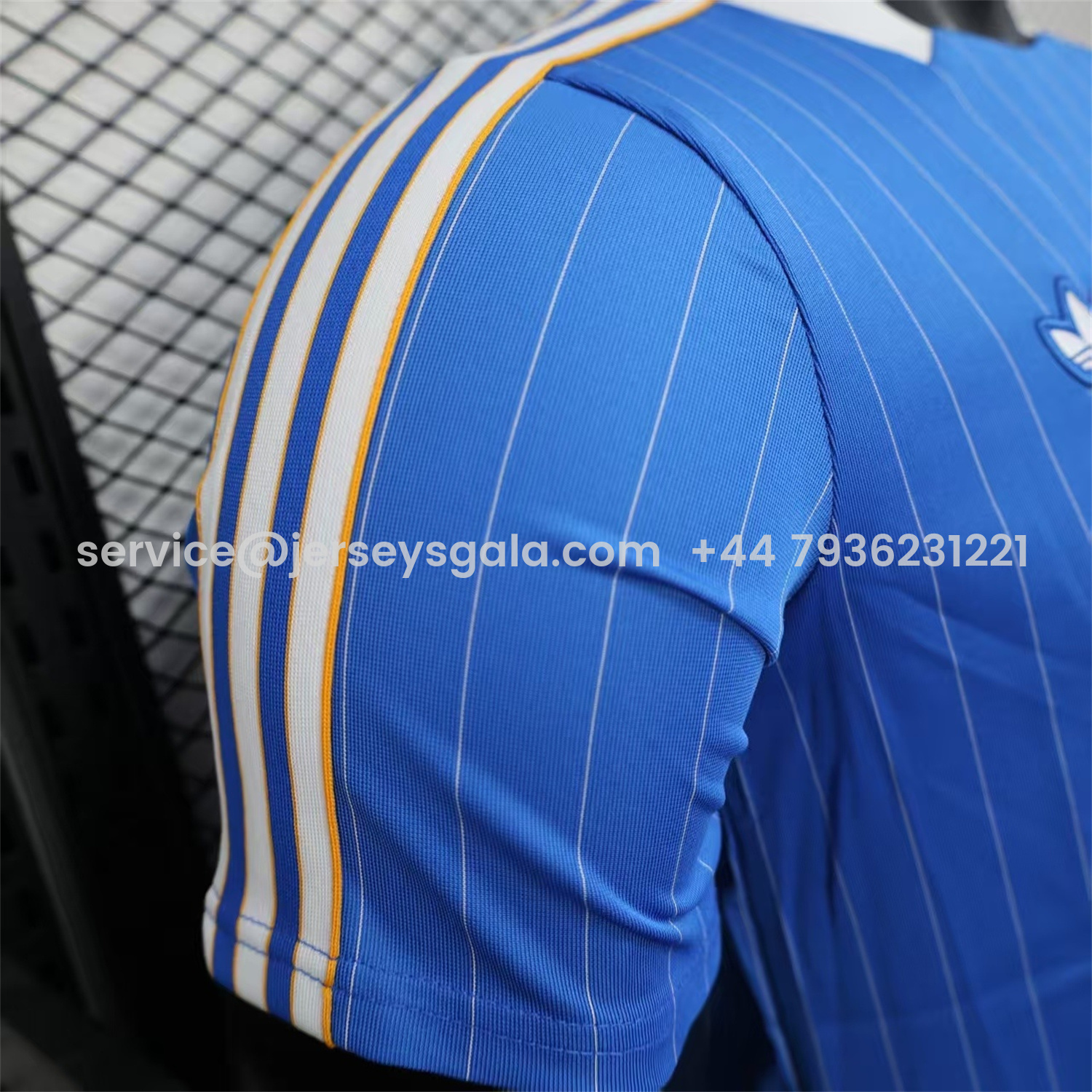 JerseysGala.com | Real Madrid 25-26 Trefoil White Lines Blue Travel Jersey - Player Version -Customize Name, Number and Patch | Worldwide Shipping