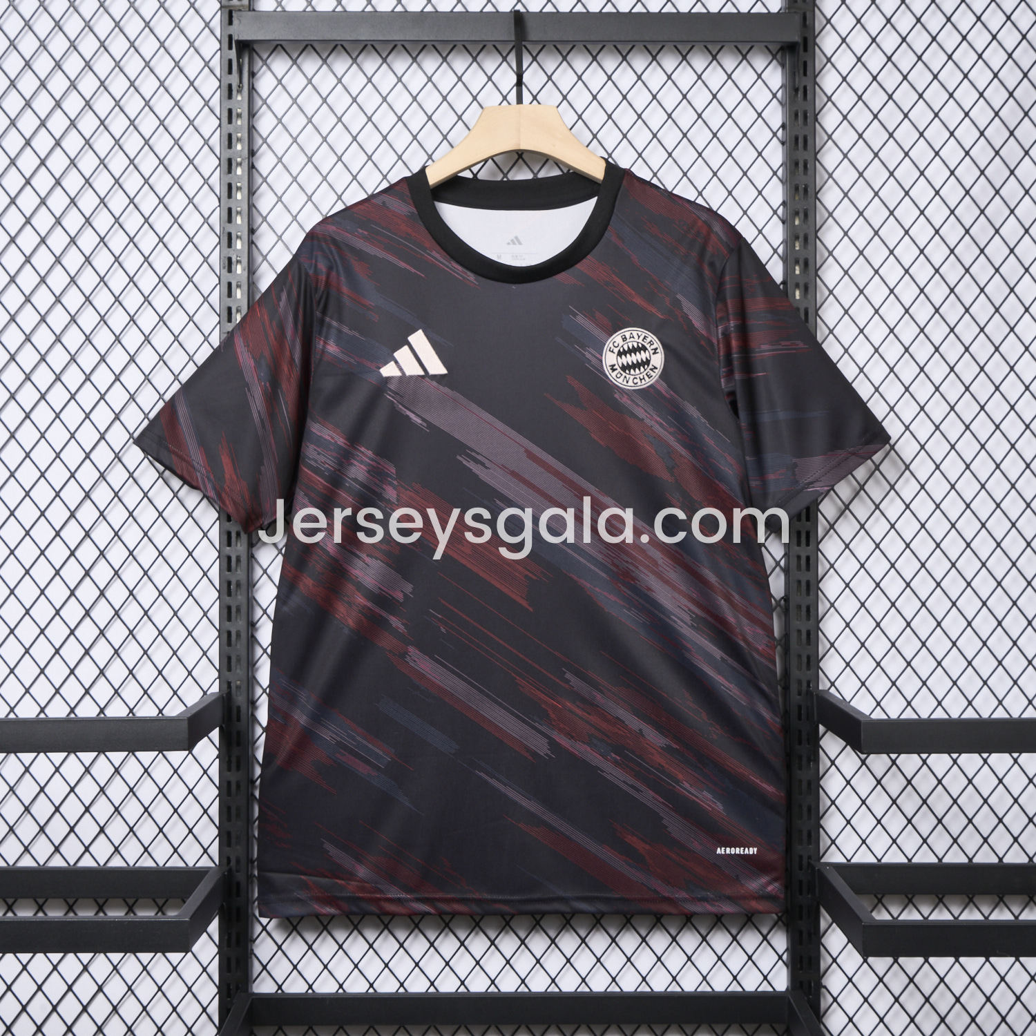 JerseysGala.com | Bayern Munich 25-26 Black & Red Stripe Training Jersey - Fans Version -Customize Name, Number and Patch | Worldwide Shipping