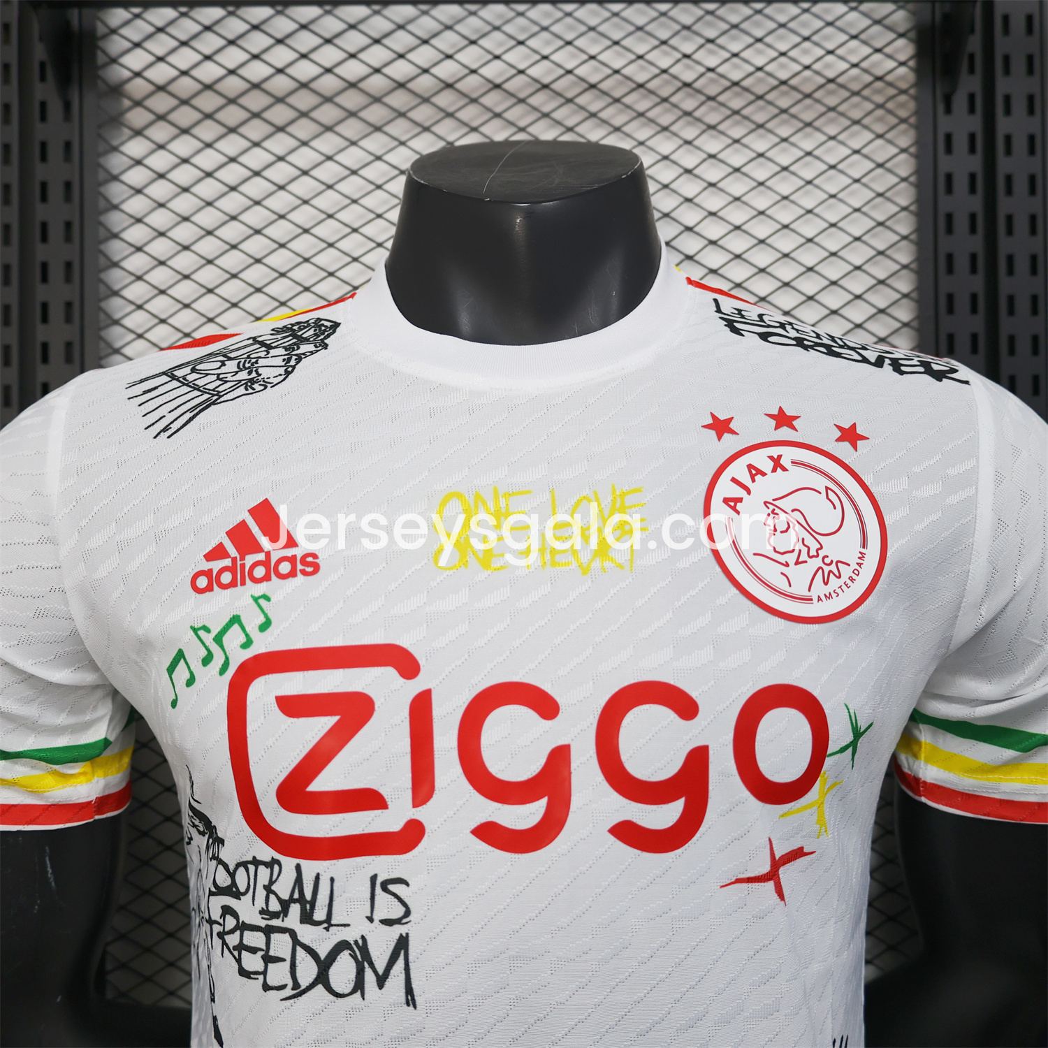 JerseysGala.com | Ajax x B-O-B Marly 2025-26 40th White Special Edition Jersey - Player Version -Customize Name, Number and Patch | Worldwide Shipping