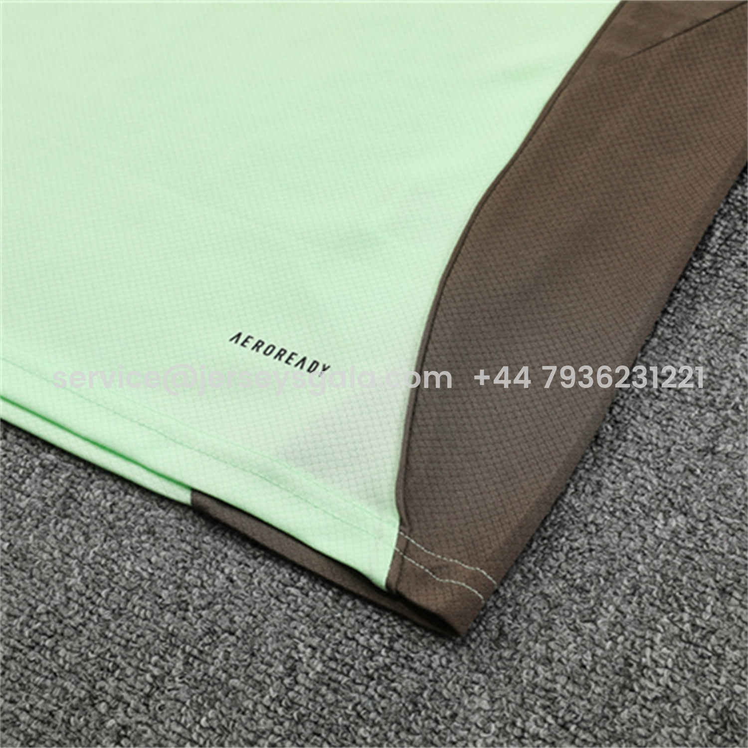 JerseysGala.com | Real Madrid 25-26 Kids Short-Sleeve Training Set - Light Green Top and Dark Khaki Shorts -Customize Name, Number and Patch | Worldwide Shipping