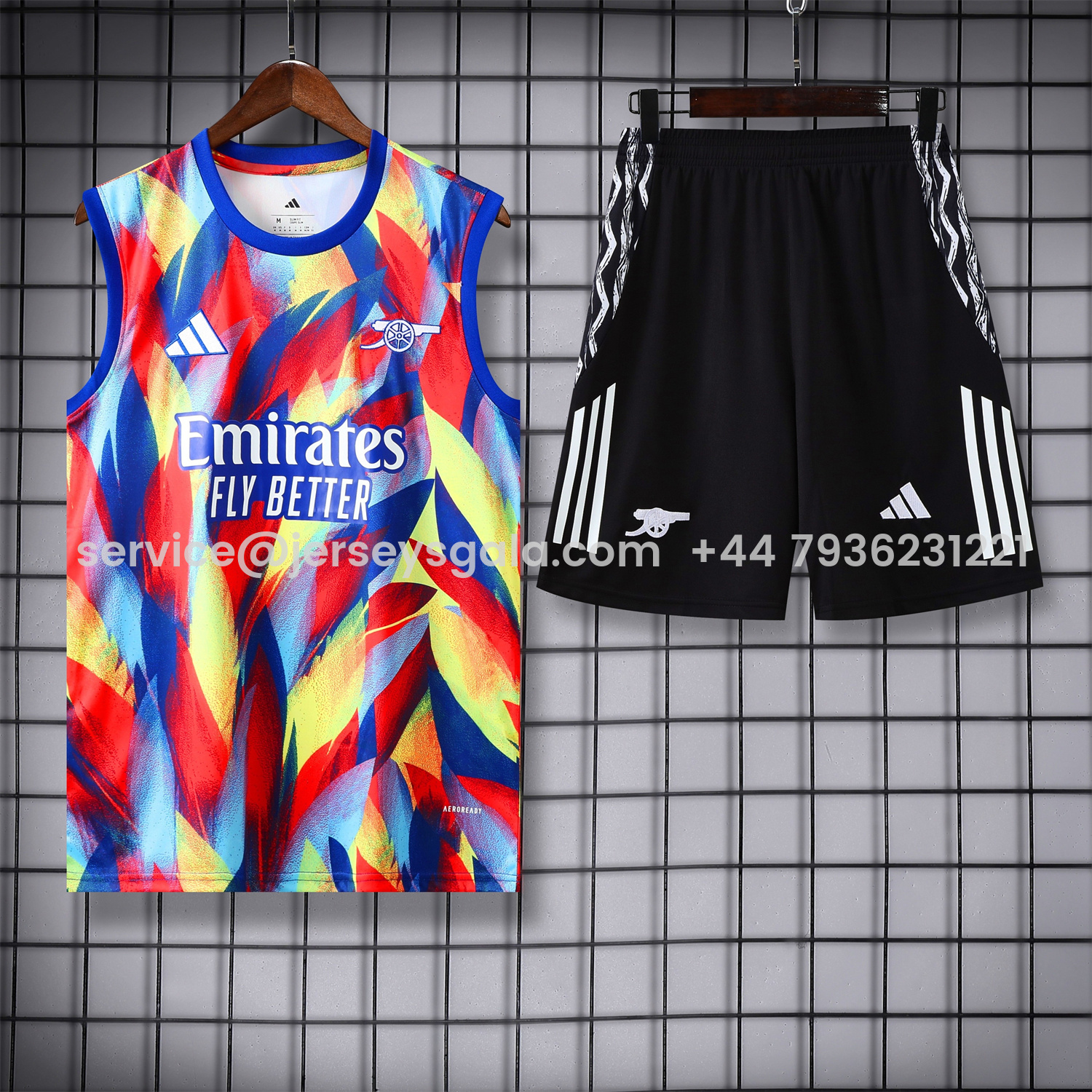 JerseysGala.com | Arsenal 25-26 Vest Training Set - Colorful Festival Vest and Black Shorts -Customize Name, Number and Patch | Worldwide Shipping