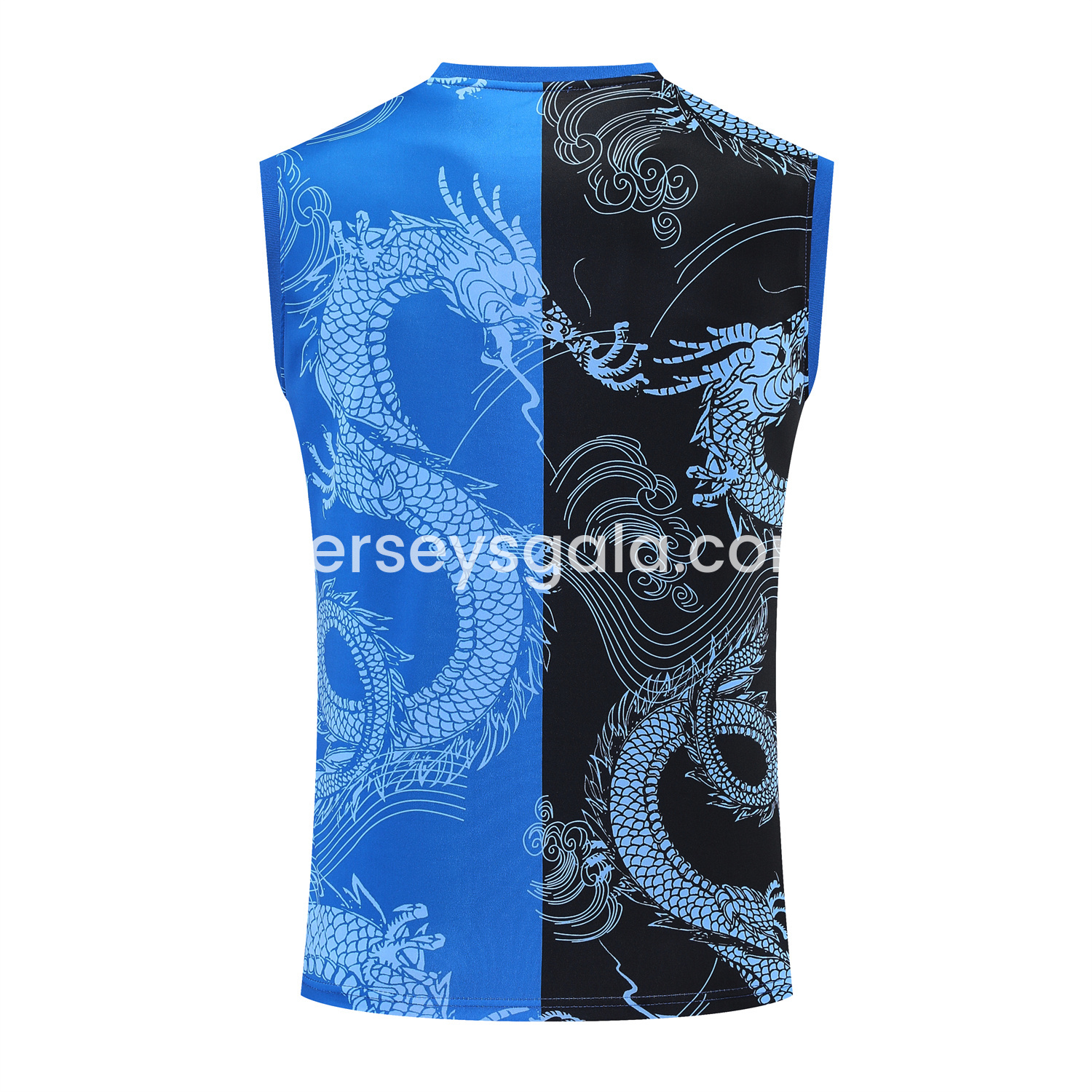 JerseysGala.com | Real Madrid 25-26 Vest Training Set - Blue Black Dragon Vest & Black-White Shorts -Customize Name, Number and Patch | Worldwide Shipping