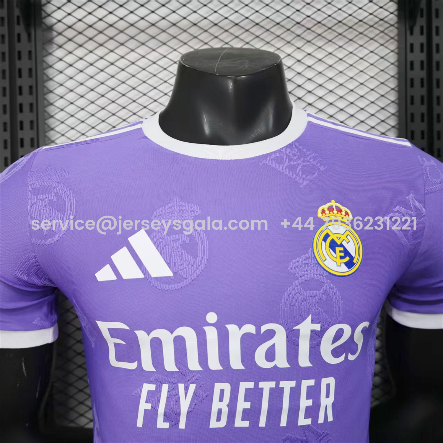JerseysGala.com | Real Madrid 25-26 Purple Team Logo Jacquard Special Jersey - Player Version -Customize Name, Number and Patch | Worldwide Shipping