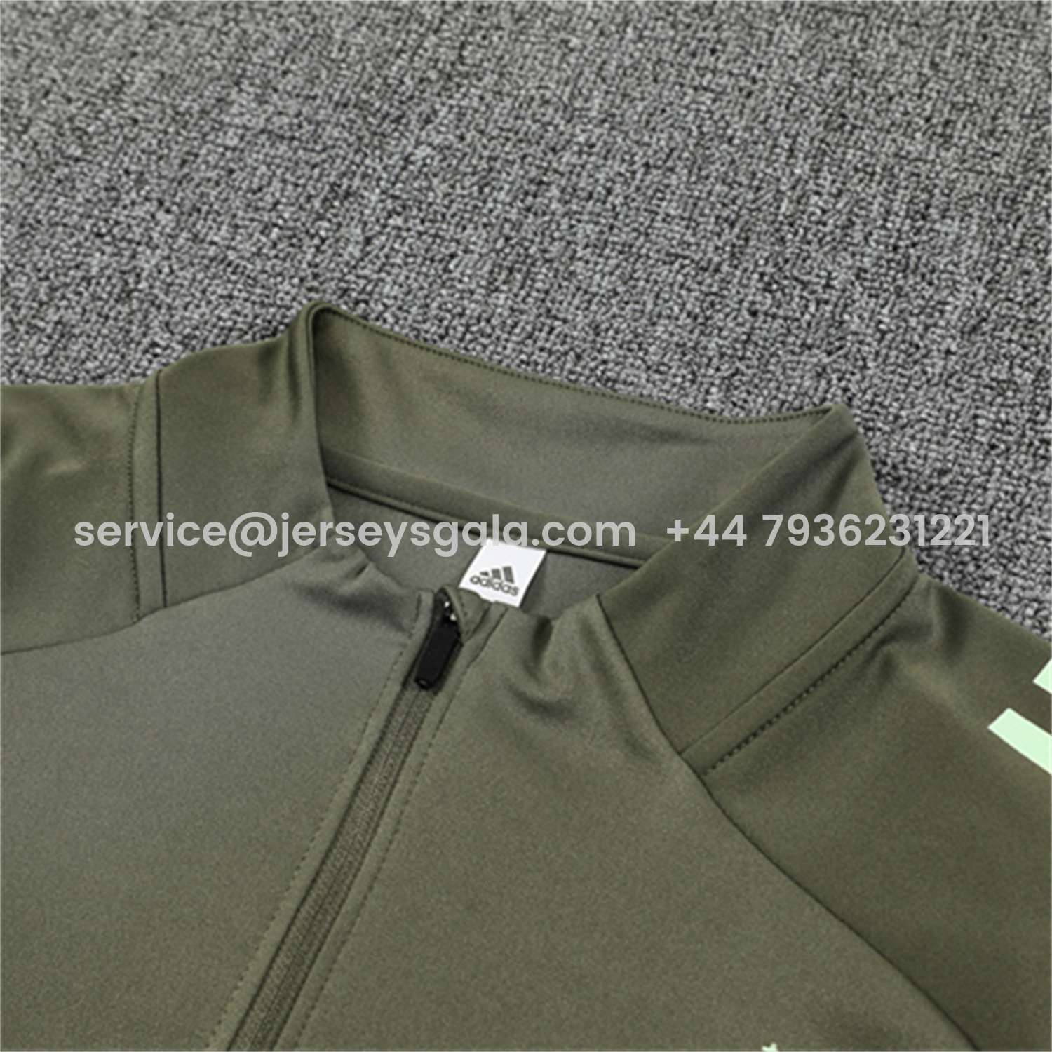 JerseysGala.com | Real Madrid 25-26 Long Sleeve Training Set - Army Green Top & Pants -Customize Name, Number and Patch | Worldwide Shipping