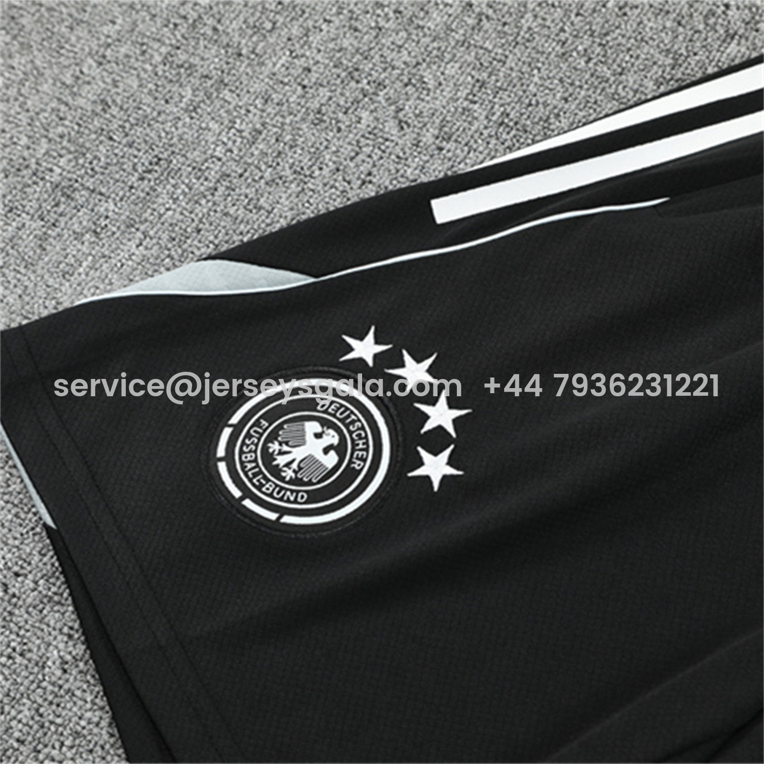 JerseysGala.com | Germany 25-26 Kids Short-Sleeve Training Set - White Top & Black Shorts -Customize Name, Number and Patch | Worldwide Shipping