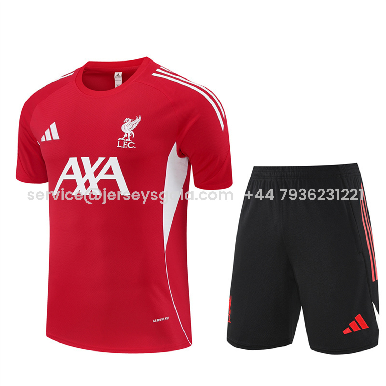 JerseysGala.com | Liver.pool 25-26 Short-Sleeve Training Set - Red Top & Black Shorts -Customize Name, Number and Patch | Worldwide Shipping