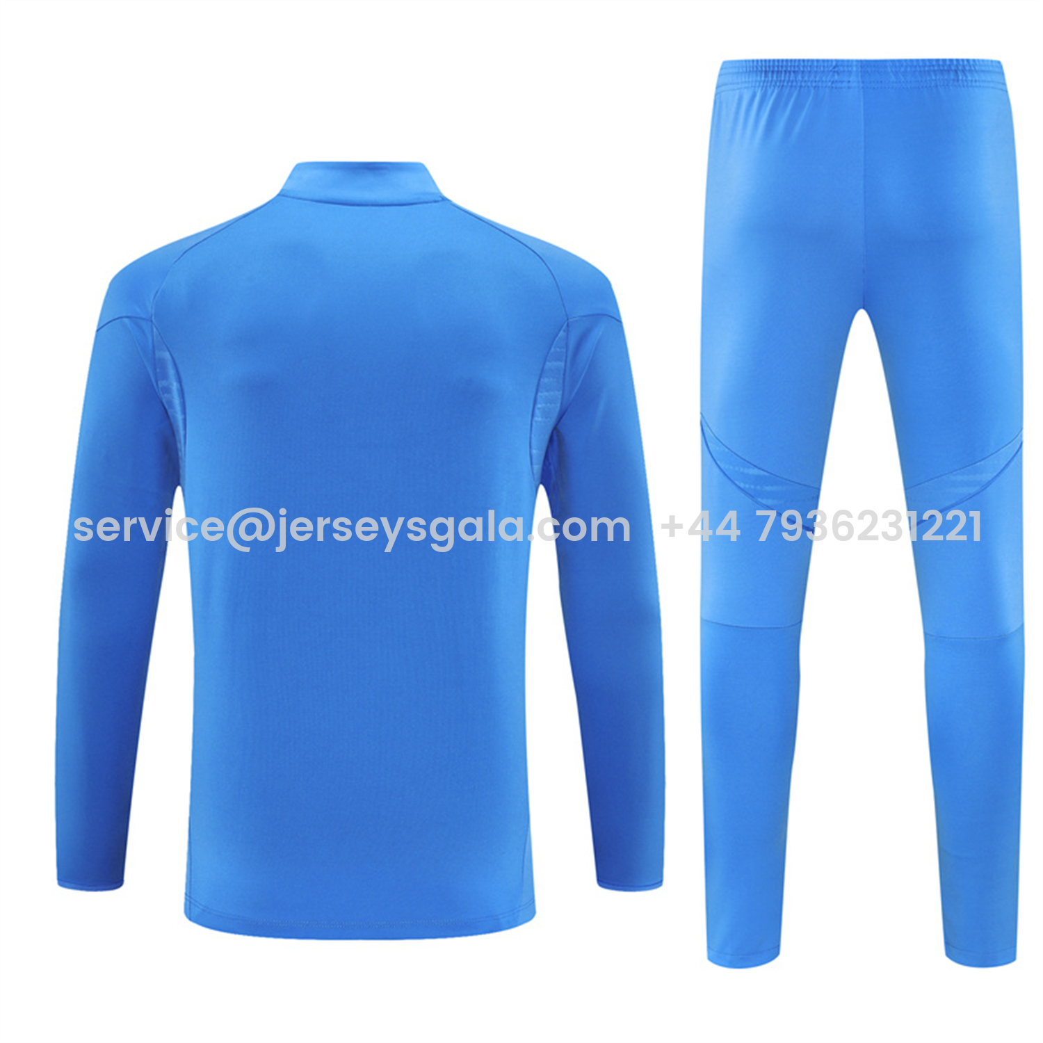 JerseysGala.com | Real Madrid 25-26 Kids Long Sleeve Training Set - Bright Blue Top & Pants -Customize Name, Number and Patch | Worldwide Shipping