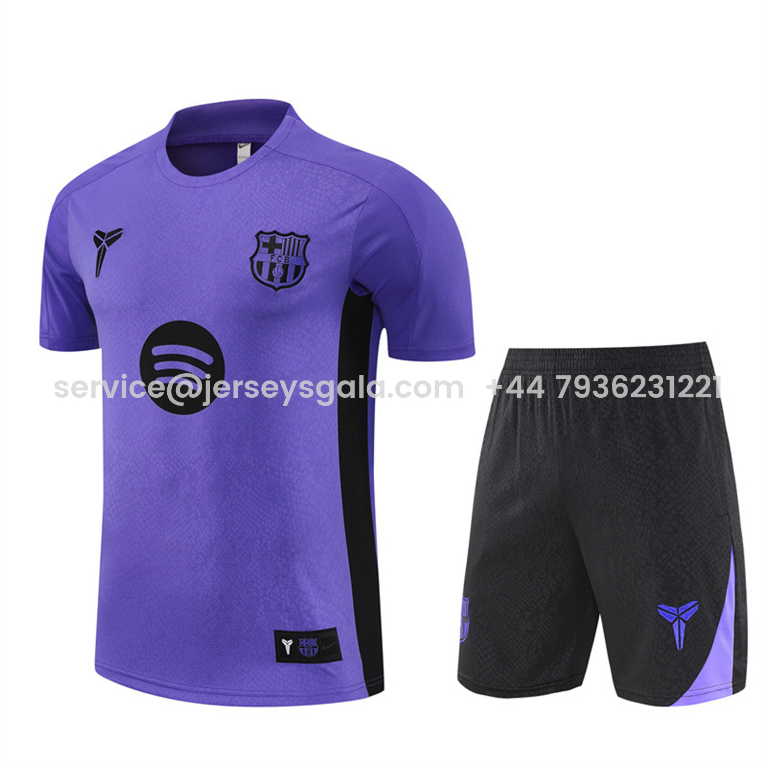 JerseysGala.com | Barcelona 25-26 X KB Short-Sleeve Training Set - Purple Top & Black Shorts -Customize Name, Number and Patch | Worldwide Shipping