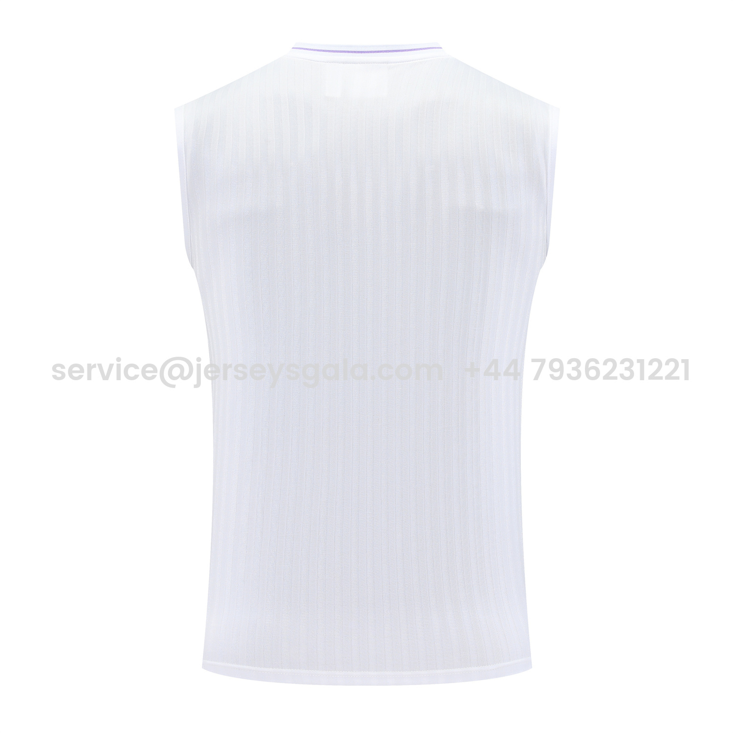 JerseysGala.com | Real Madrid 25-26 Vest Training Set - Pure White Vest & Purple Shorts -Customize Name, Number and Patch | Worldwide Shipping