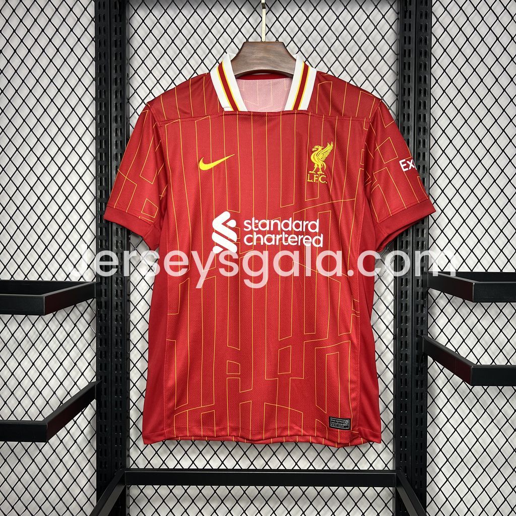JerseysGala.com | Liver.pool 24-25 Home Jersey with Golden Champions Patch - Fans Version -Customize Name, Number and Patch | Worldwide Shipping