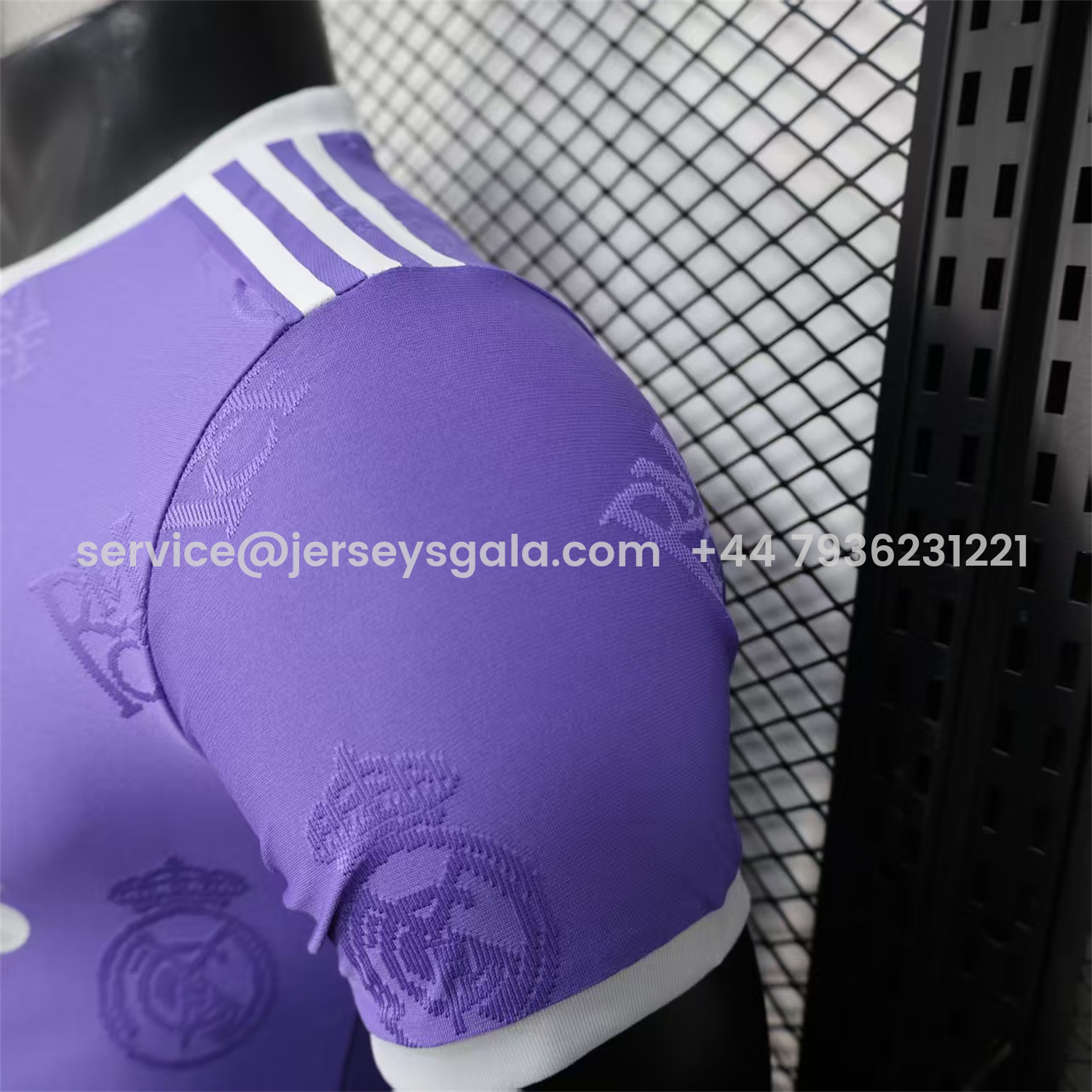 JerseysGala.com | Real Madrid 25-26 Purple Team Logo Jacquard Special Jersey - Player Version -Customize Name, Number and Patch | Worldwide Shipping