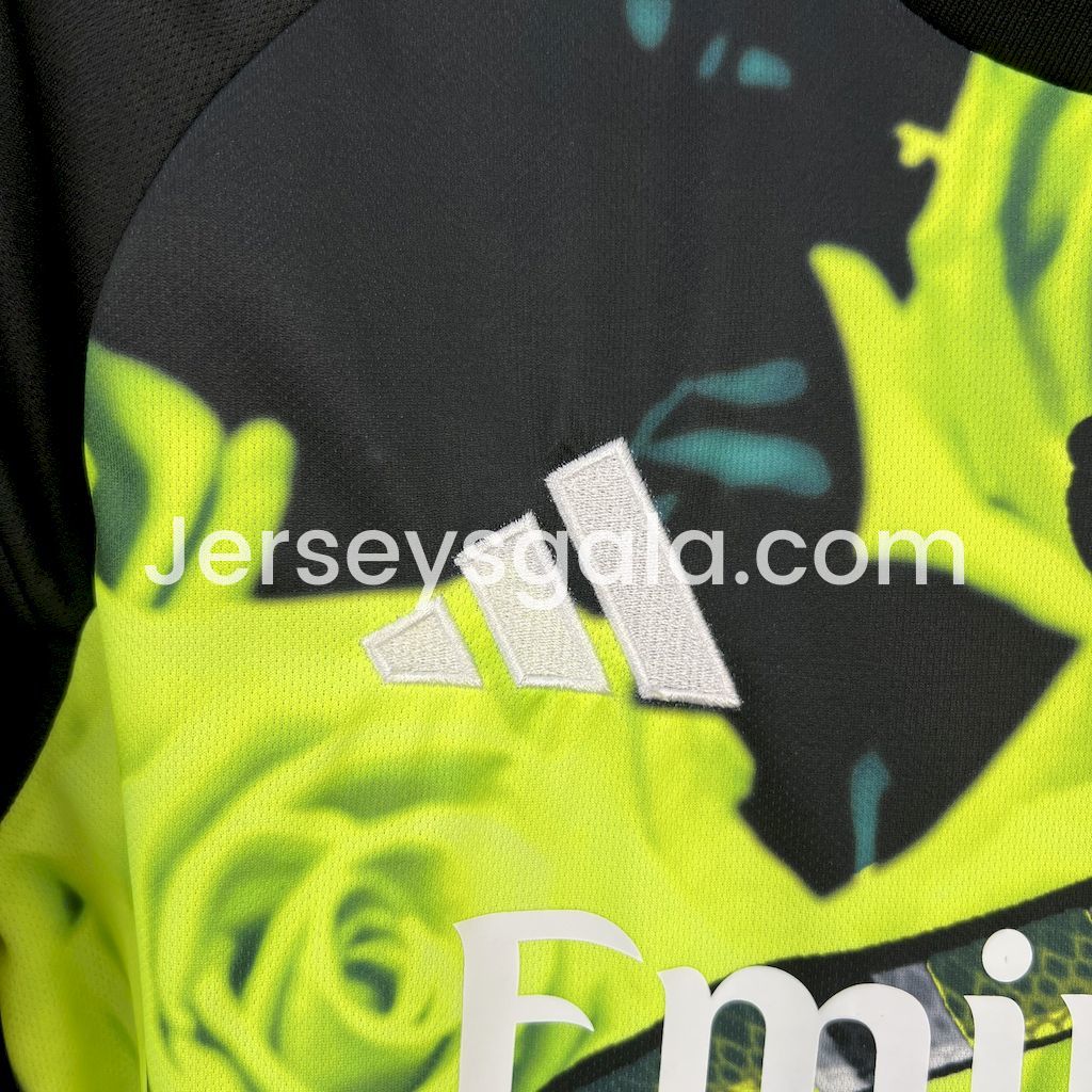 JerseysGala.com | Real Madrid 25-26 Snake and Green Flowers Black Jersey - Fans Version -Customize Name, Number and Patch | Worldwide Shipping
