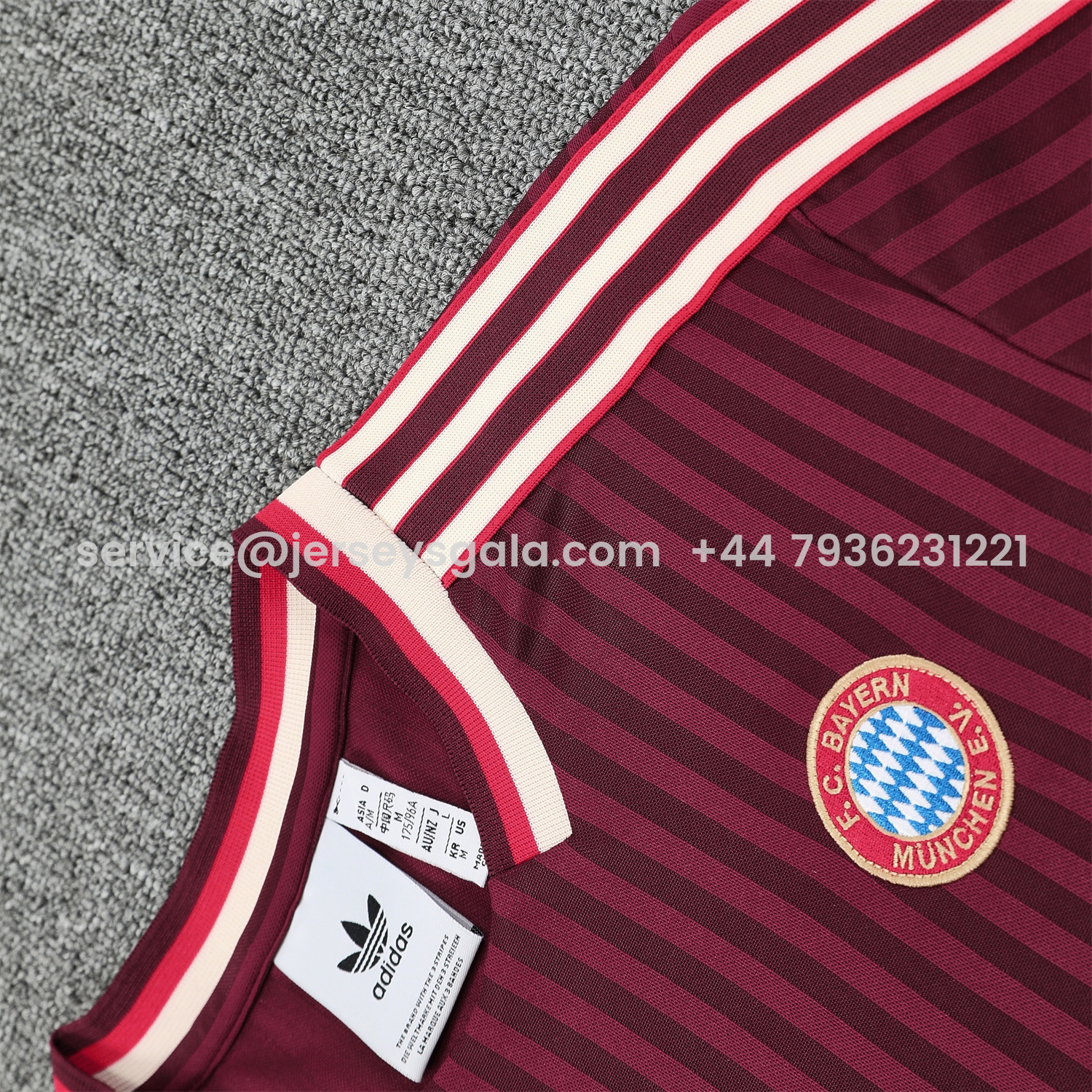 JerseysGala.com | Bayern Munich 25-26 Short-Sleeve Training Set - Wine Red Lines Top & Wine Red Lines Shorts -Customize Name, Number and Patch | Worldwide Shipping