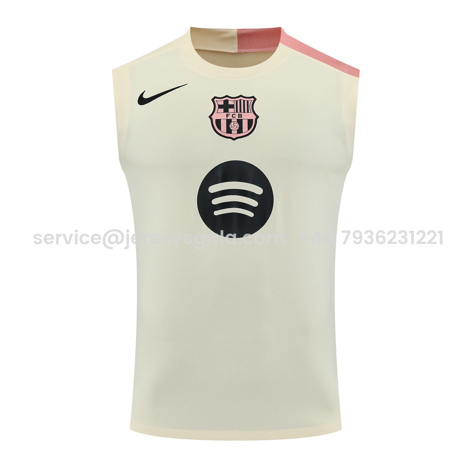 JerseysGala.com | Barcelona 25-26 Vest Training Set - Cream Vest & Deep Blue Shorts -Customize Name, Number and Patch | Worldwide Shipping