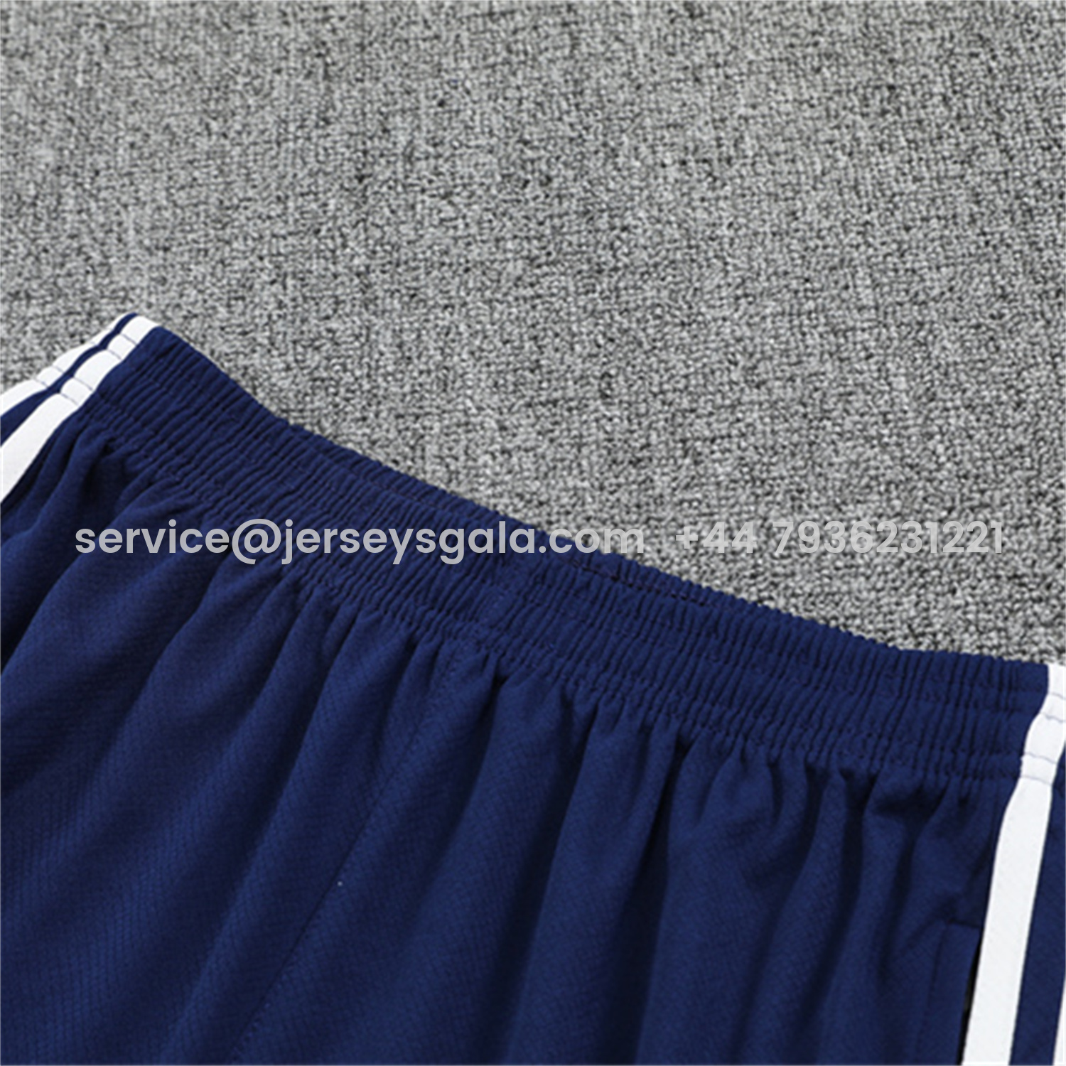 JerseysGala.com | Real Madrid 25-26 Short-Sleeve Training Set - White Urban Purist Style Top and Blue Shorts -Customize Name, Number and Patch | Worldwide Shipping