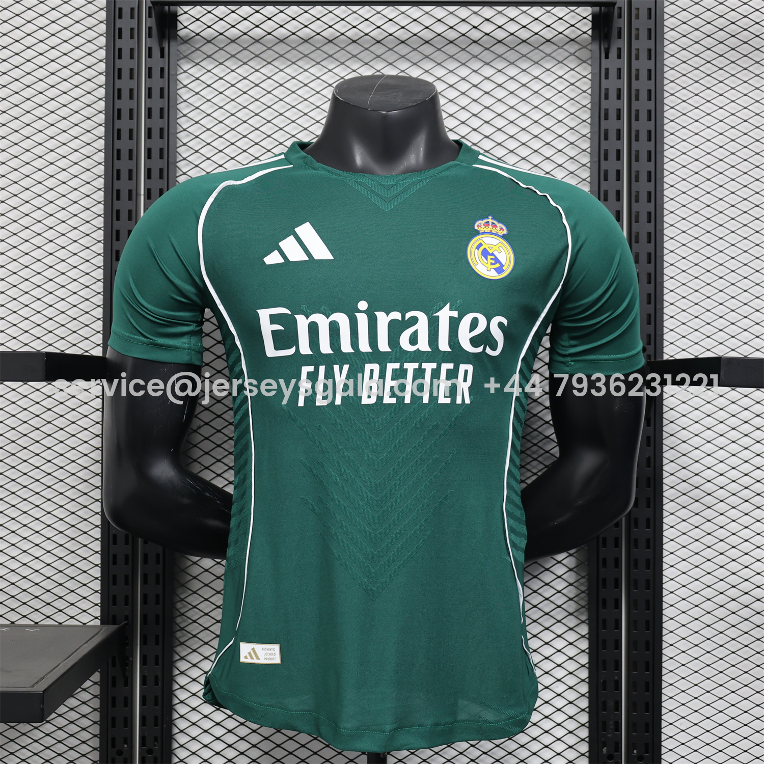 JerseysGala.com | Real Madrid 25-26 Green With White Lines Special Jersey - Player Version -Customize Name, Number and Patch | Worldwide Shipping