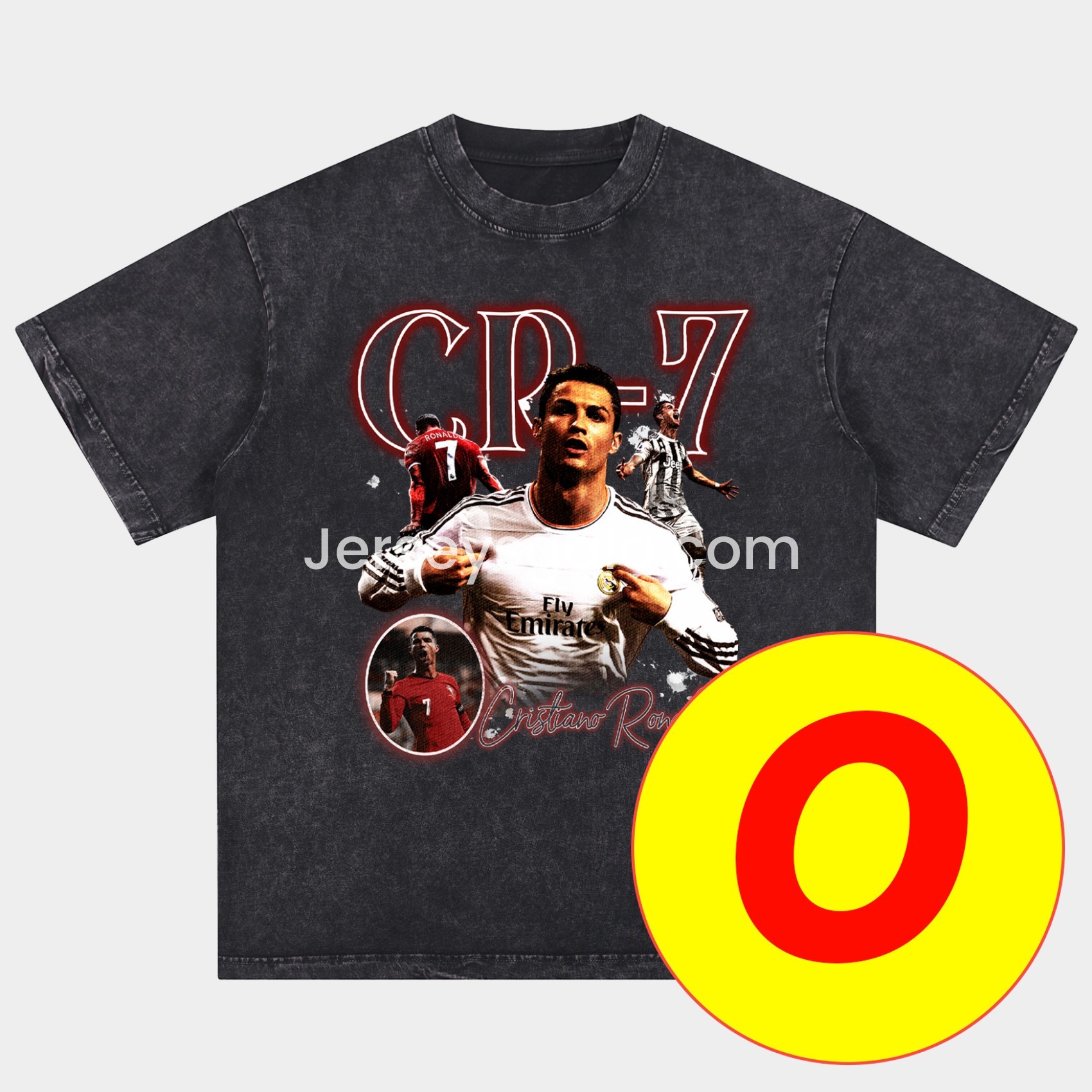 JerseysGala.com | Cristiano Ronaldo Portugal Real Madrid Manchester United Oversized Washed T-Shirt -Customize Name, Number and Patch | Worldwide Shipping