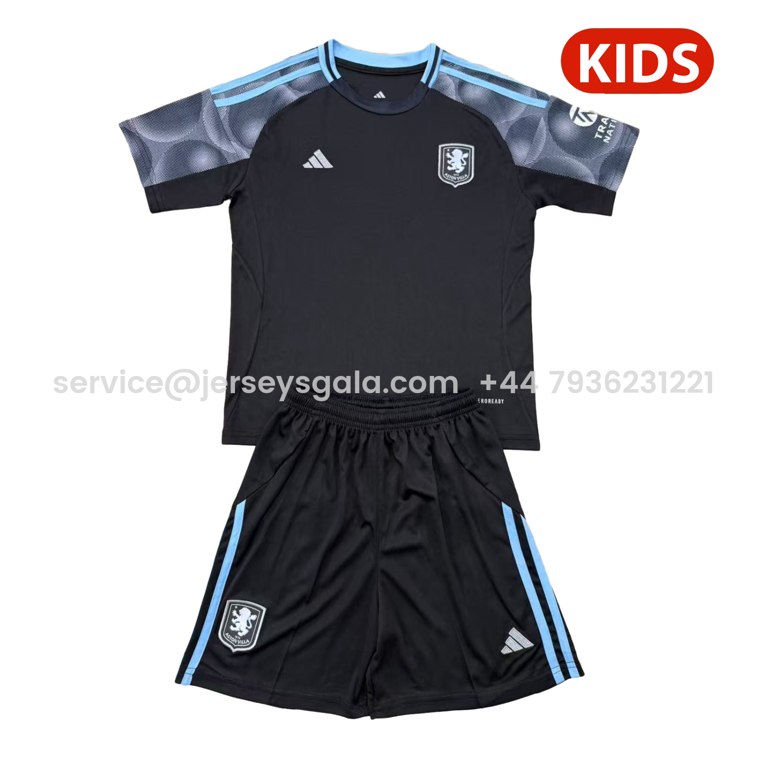 JerseysGala.com | Aston Villa 25-26 Away Unsponsored Kids Kit -Customize Name, Number and Patch | Worldwide Shipping