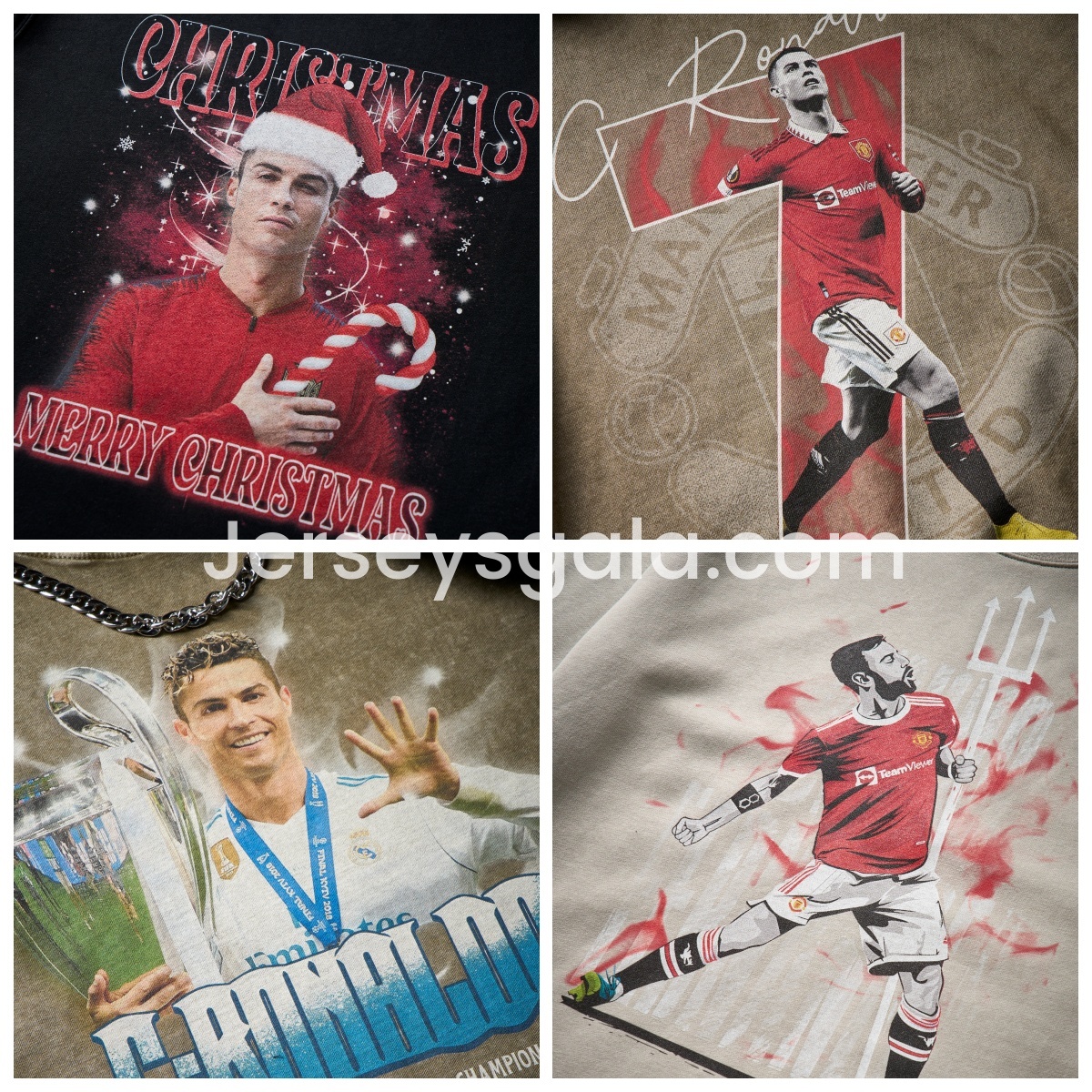 JerseysGala.com | Cristiano Ronaldo Portugal Real Madrid Manchester United Unisex Pure Cotton T-shirt -Customize Name, Number and Patch | Worldwide Shipping