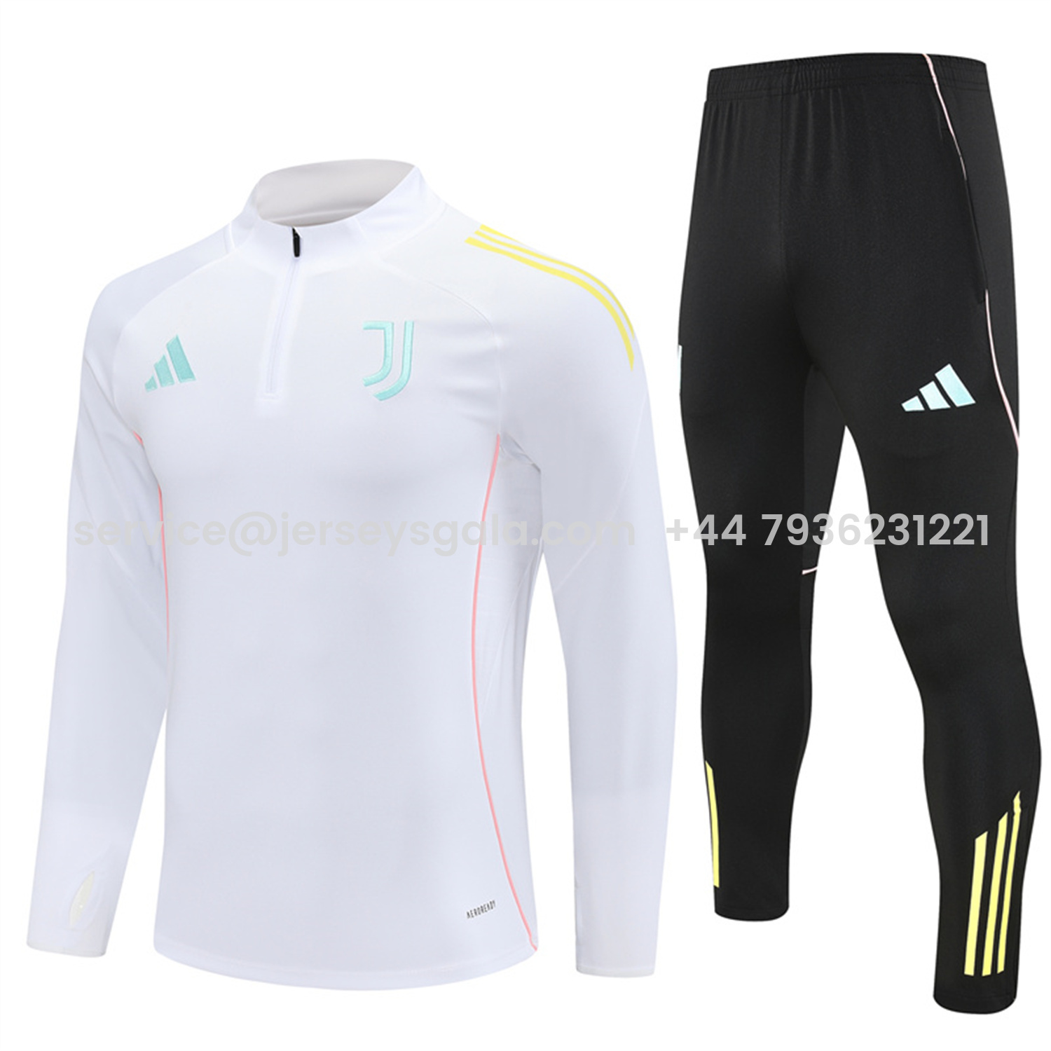 JerseysGala.com | Juventus 25-26 Long Sleeve Training Set - White Top and Black Pants -Customize Name, Number and Patch | Worldwide Shipping
