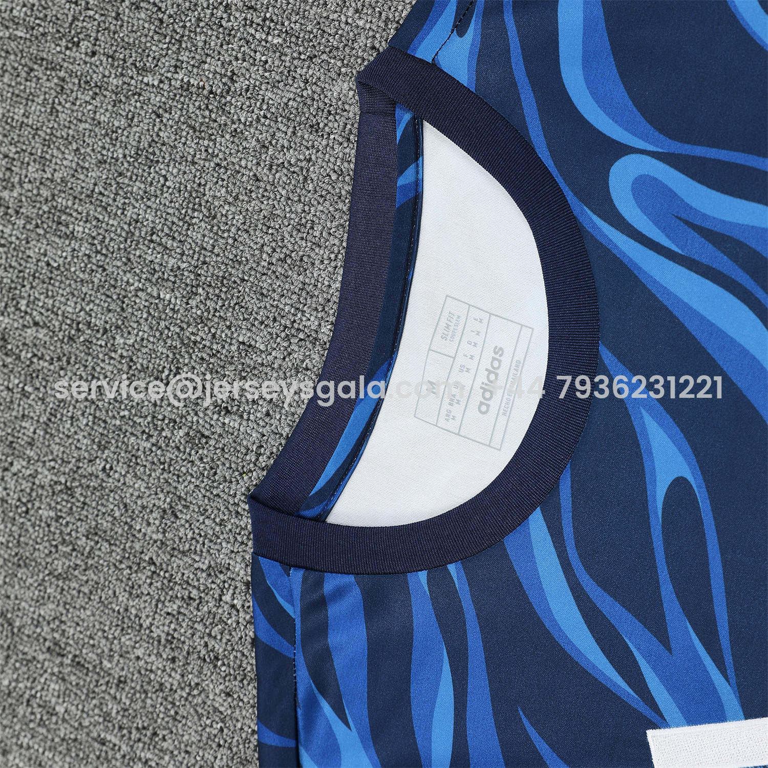 JerseysGala.com | Real Madrid 25-26 Short-Sleeve Training Set - Blue Water Pattern Top & Deep Blue Shorts -Customize Name, Number and Patch | Worldwide Shipping