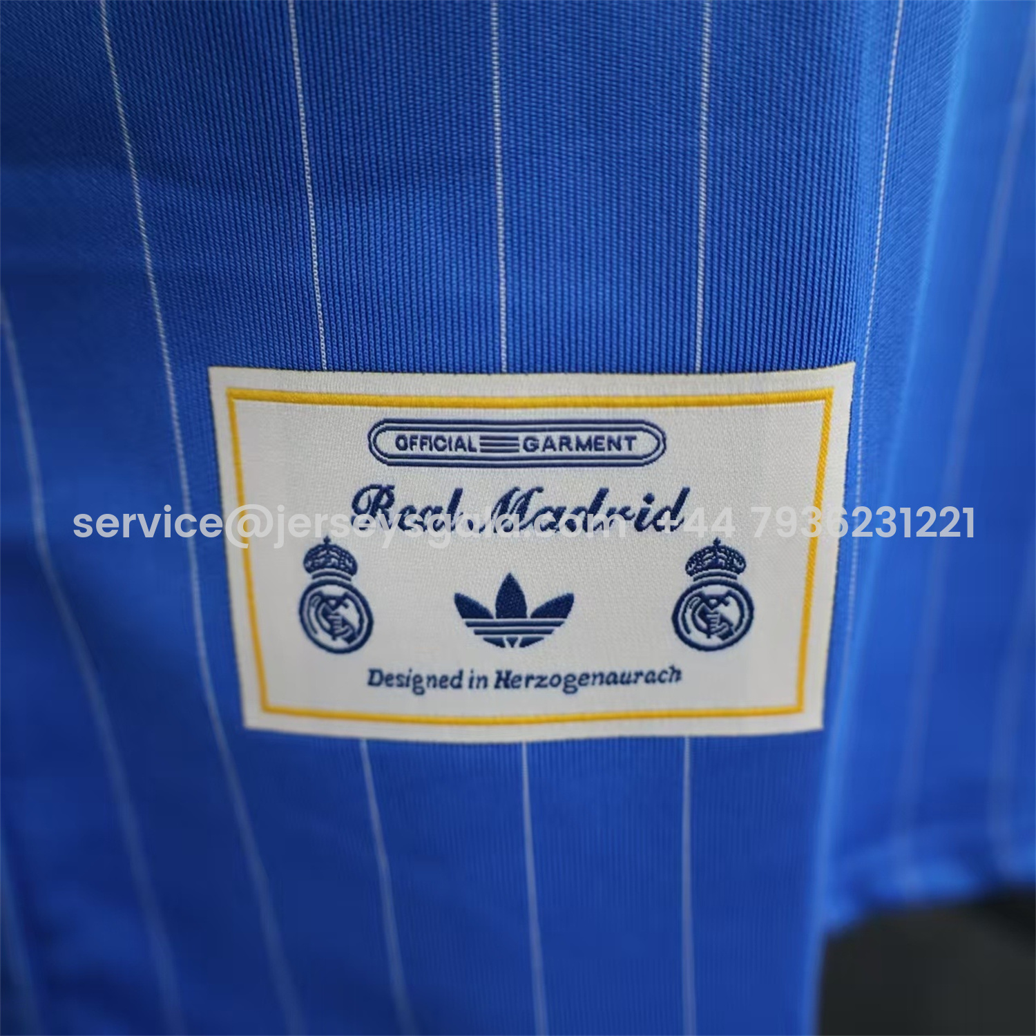 JerseysGala.com | Real Madrid 25-26 Trefoil White Lines Blue Travel Jersey - Player Version -Customize Name, Number and Patch | Worldwide Shipping