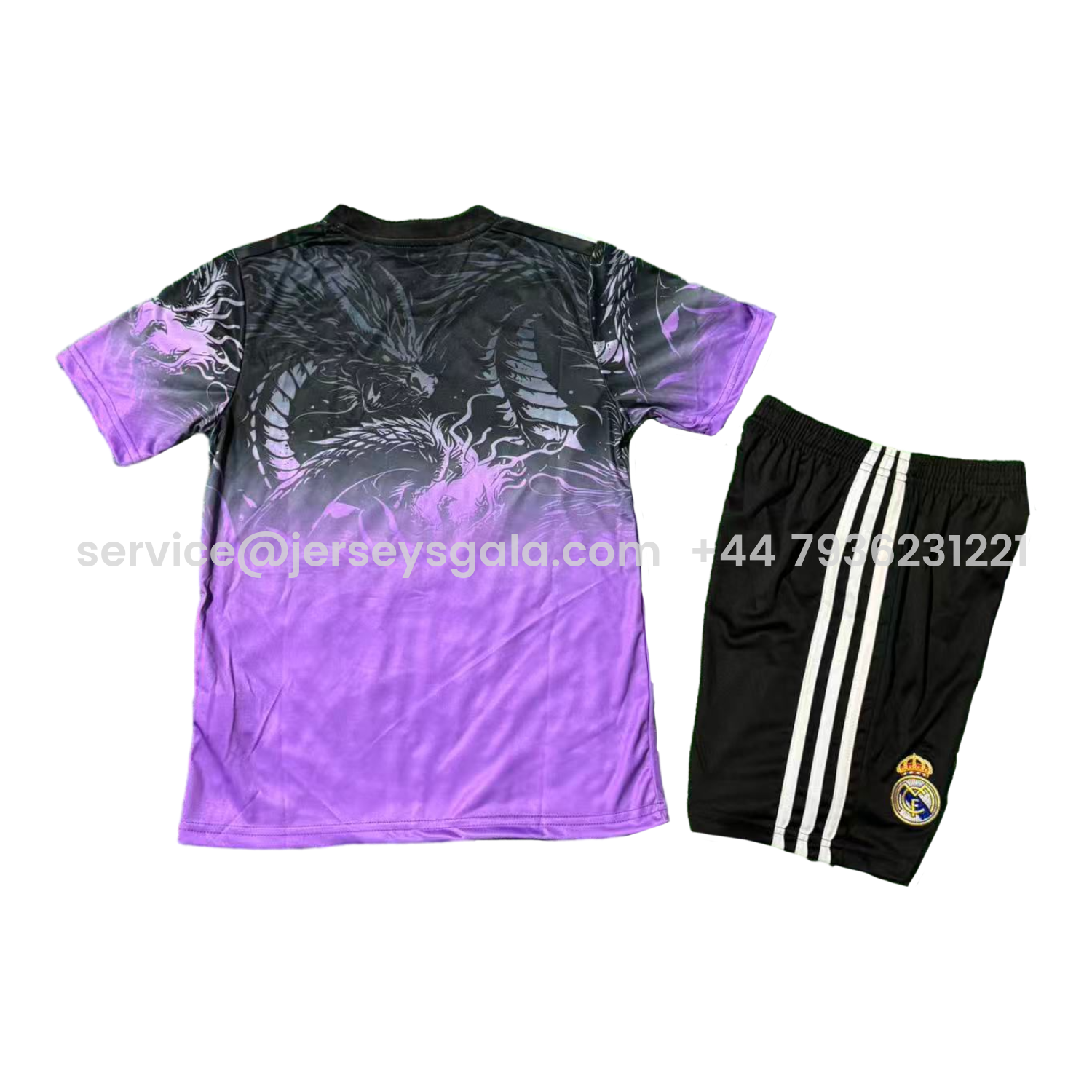 JerseysGala.com | Real Madrid 25-26 Black Dragon Purple Special Kids Kit -Customize Name, Number and Patch | Worldwide Shipping