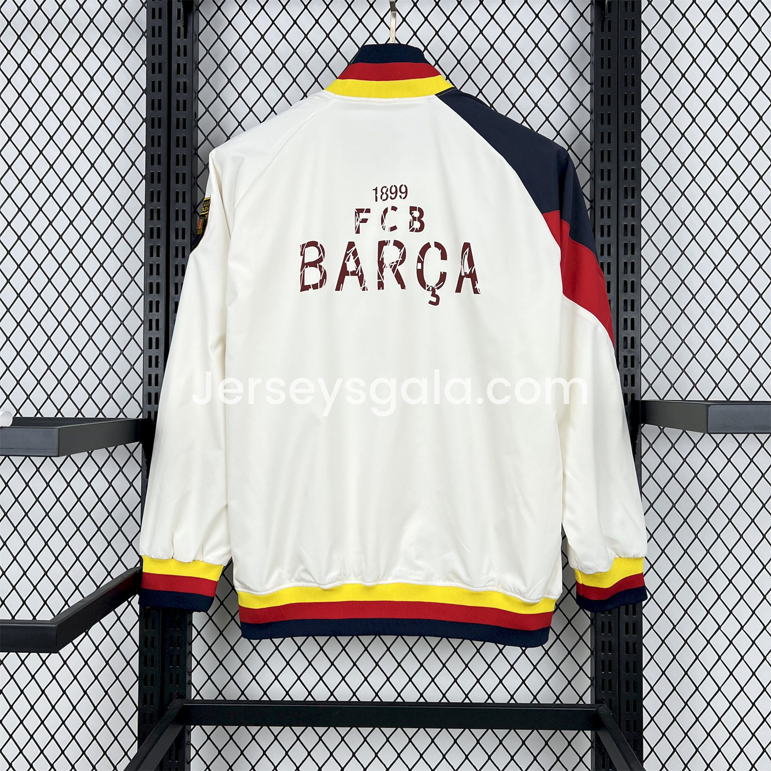 JerseysGala.com | Retro Barcelona 1994-95 Player Windbreaker - White -Customize Name, Number and Patch | Worldwide Shipping