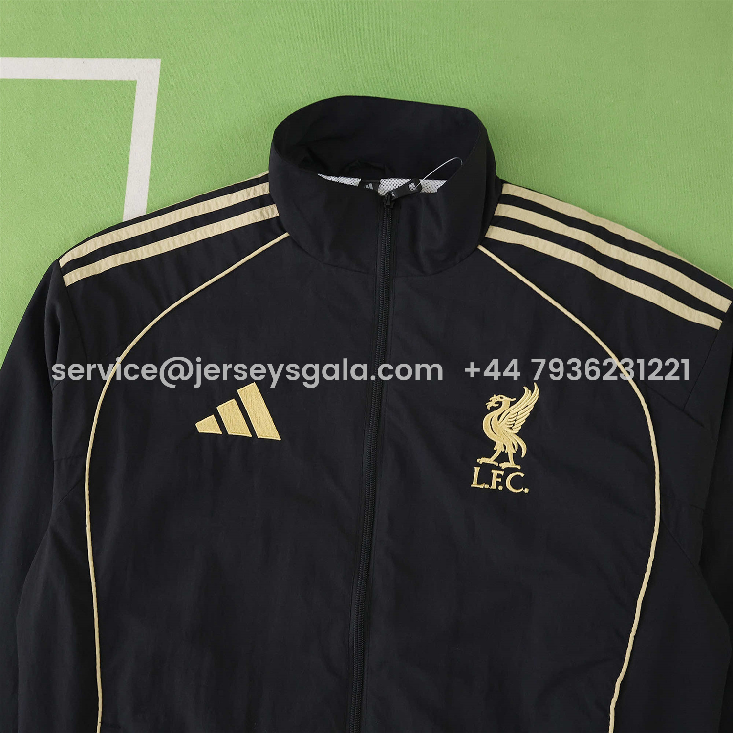 JerseysGala.com | Liver.pool 25-26 Throwback Windbreaker Jacket - Black -Customize Name, Number and Patch | Worldwide Shipping