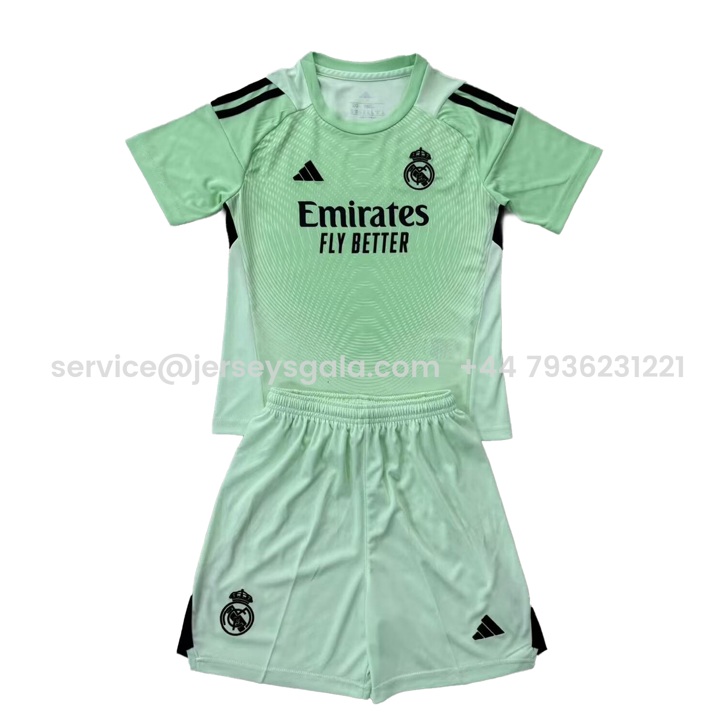 JerseysGala.com | Real Madrid 25-26 Goalkeeper Light Green Men's Adult Jersey Set - Fans Version -Customize Name, Number and Patch | Worldwide Shipping