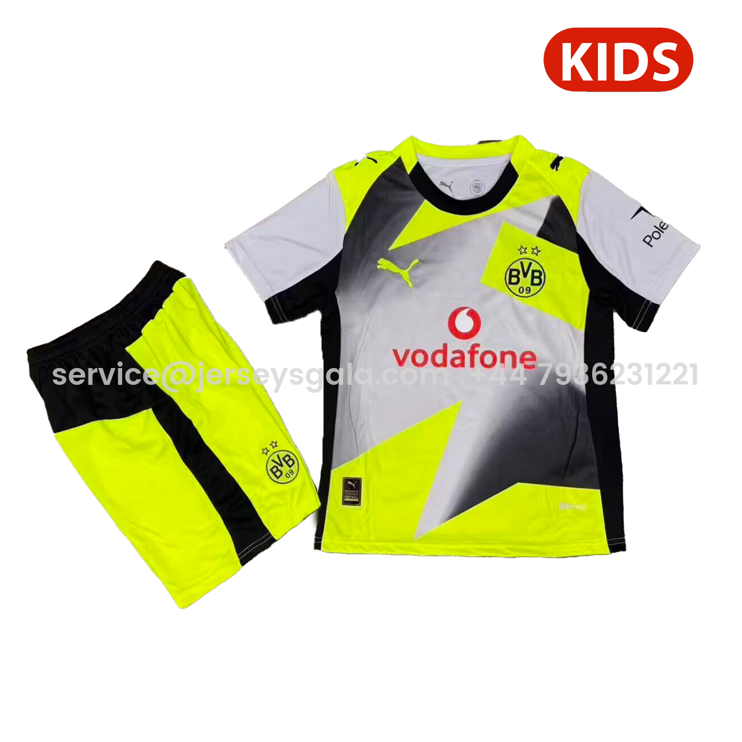 JerseysGala.com | Dortmund 25-26 Away Silver Mist Kids Kit -Customize Name, Number and Patch | Worldwide Shipping