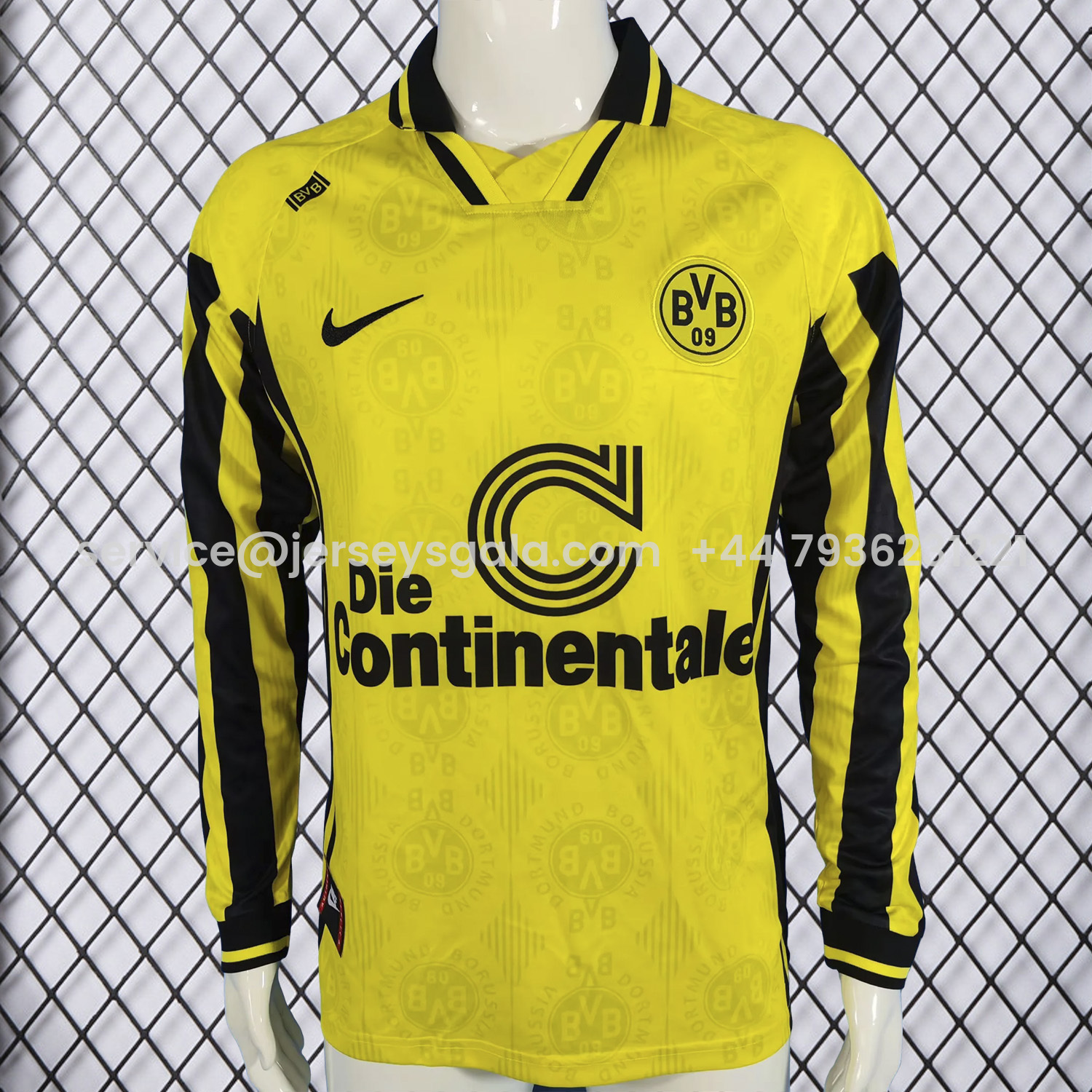 JerseysGala.com | Retro Dortmund 1996-97 Home Long Sleeves Jersey -Customize Name, Number and Patch | Worldwide Shipping