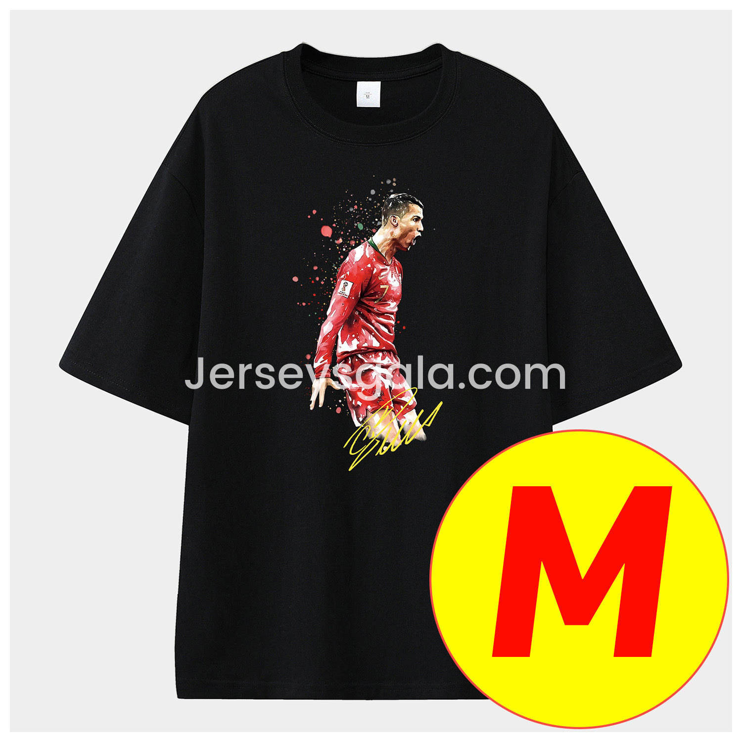 JerseysGala.com | Cristiano Ronaldo Portugal Real Madrid Manchester United Unisex Pure Cotton T-shirt -Customize Name, Number and Patch | Worldwide Shipping
