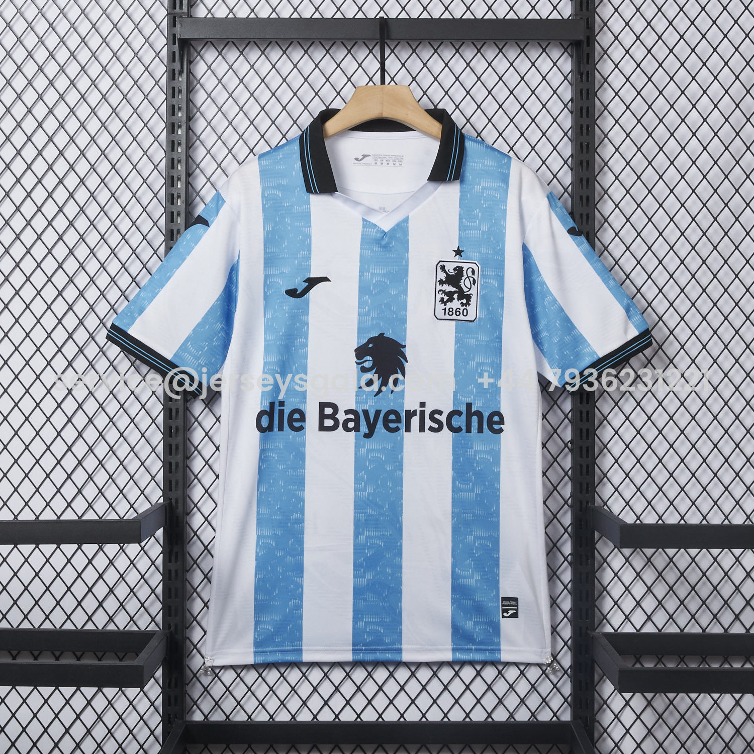 JerseysGala.com | TSV 1860 München Munich 25-26 Blue And White Stripes Home Jersey - Fans Version -Customize Name, Number and Patch | Worldwide Shipping