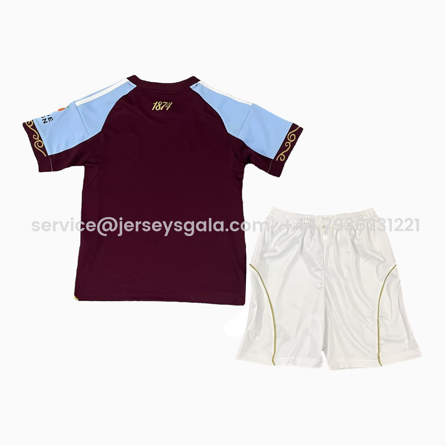 JerseysGala.com | Aston Villa 25-26 Home Unsponsored Kids Kit -Customize Name, Number and Patch | Worldwide Shipping