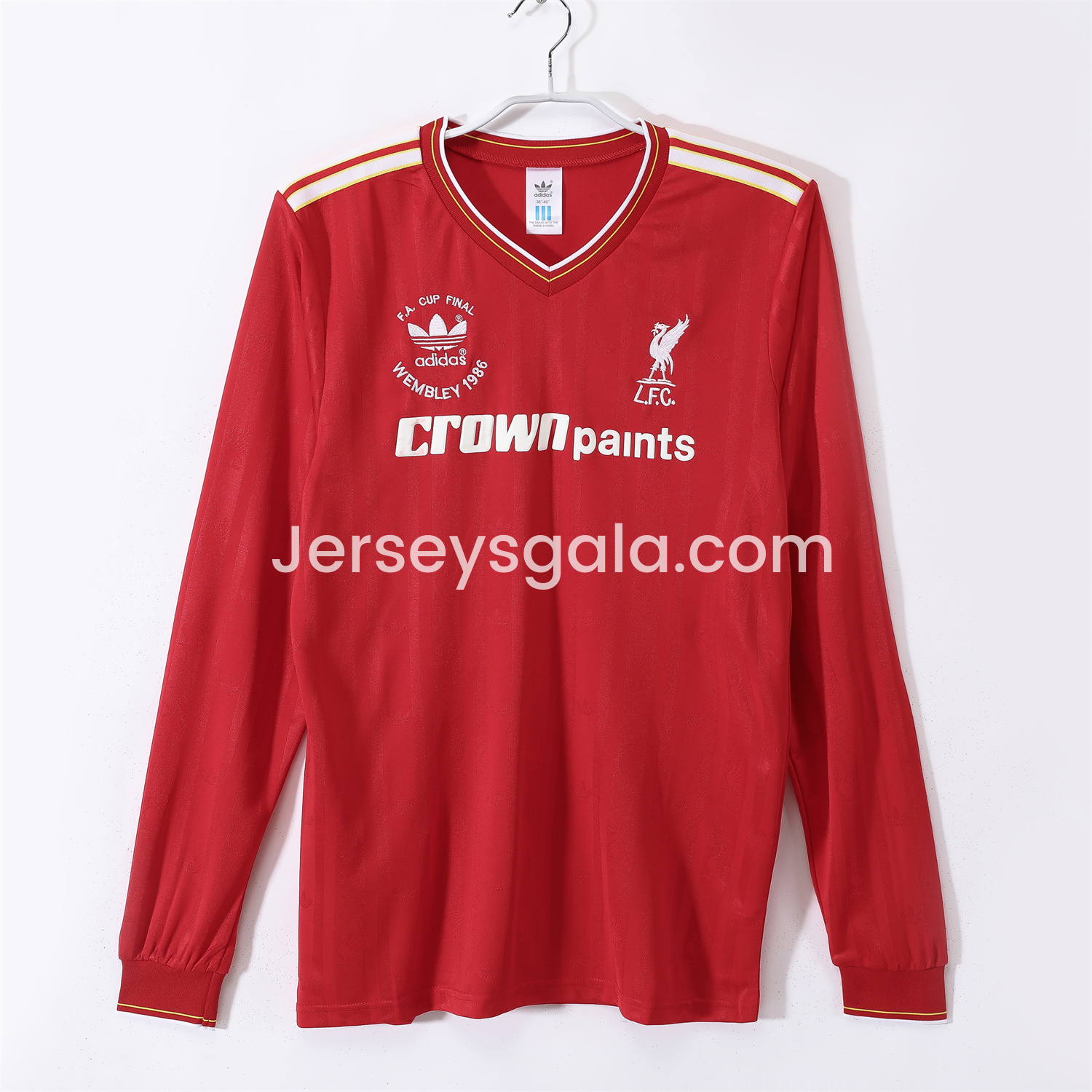 JerseysGala.com | Retro Liver.pool 1986 Home Long Sleeves Jersey - FA CUP FINAL Version -Customize Name, Number and Patch | Worldwide Shipping