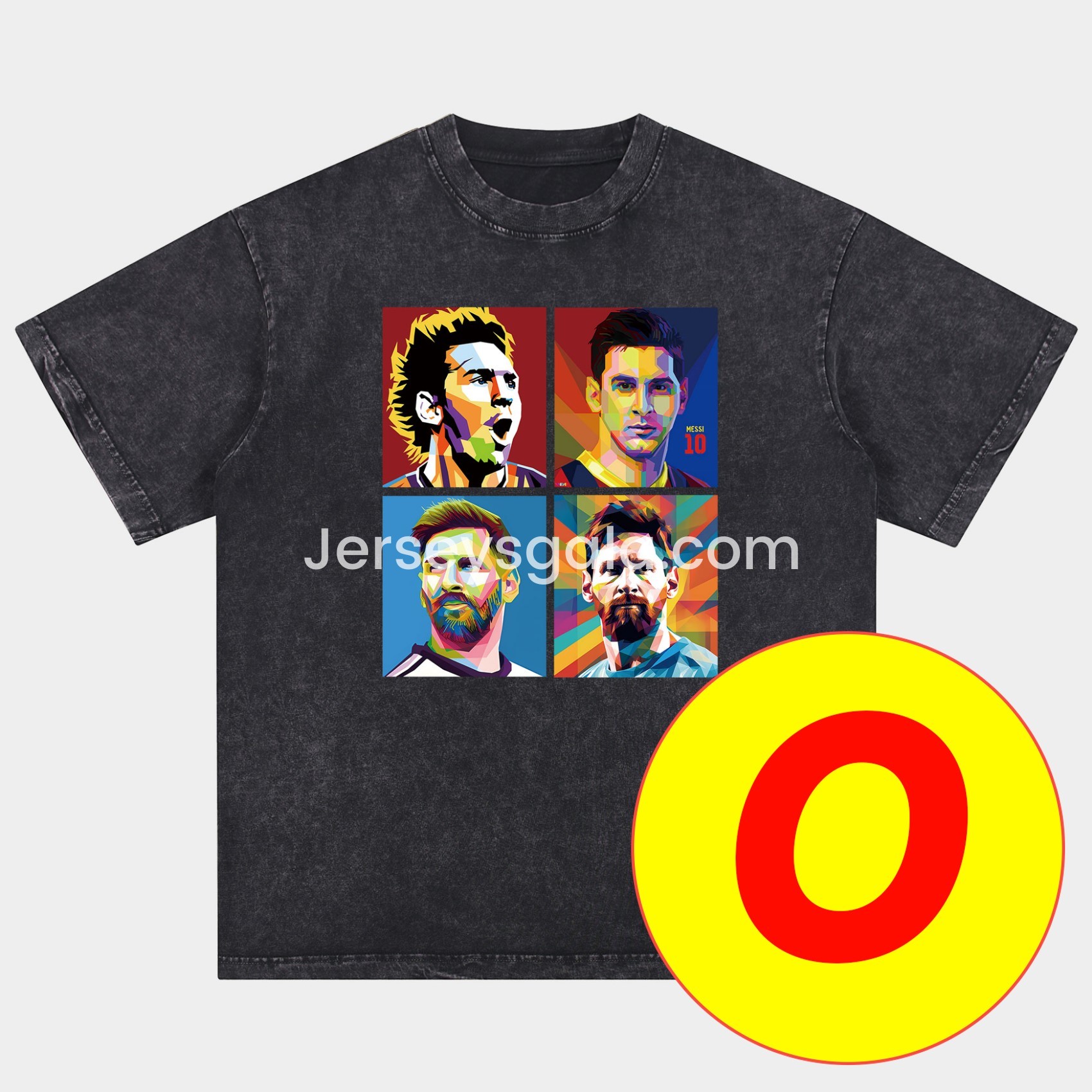 JerseysGala.com | Messi GOAT Argentina Barcelona INT M.A.M Oversized Washed T-Shirt -Customize Name, Number and Patch | Worldwide Shipping