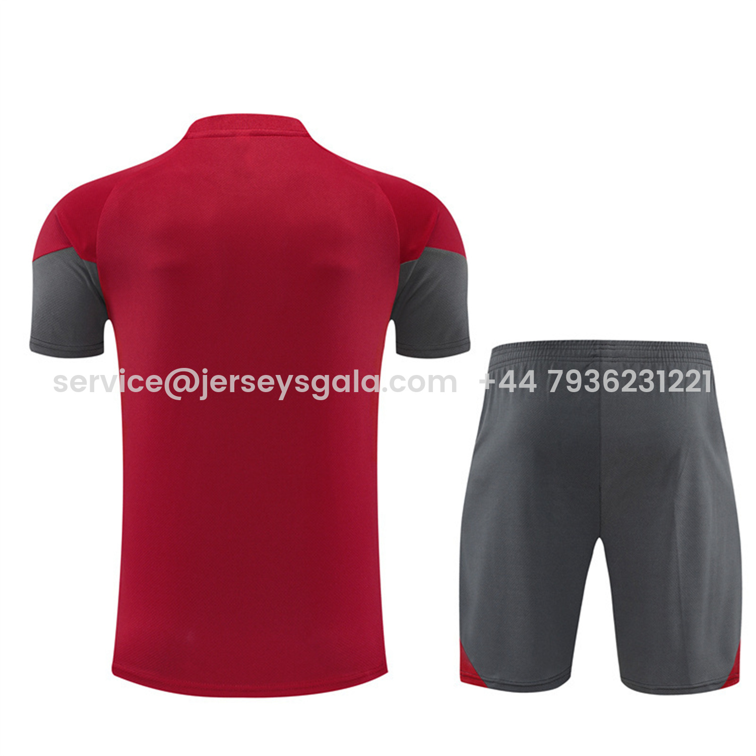 JerseysGala.com | Arsenal 25-26 Short-Sleeve Training Set- Red Top & Green Shorts -Customize Name, Number and Patch | Worldwide Shipping