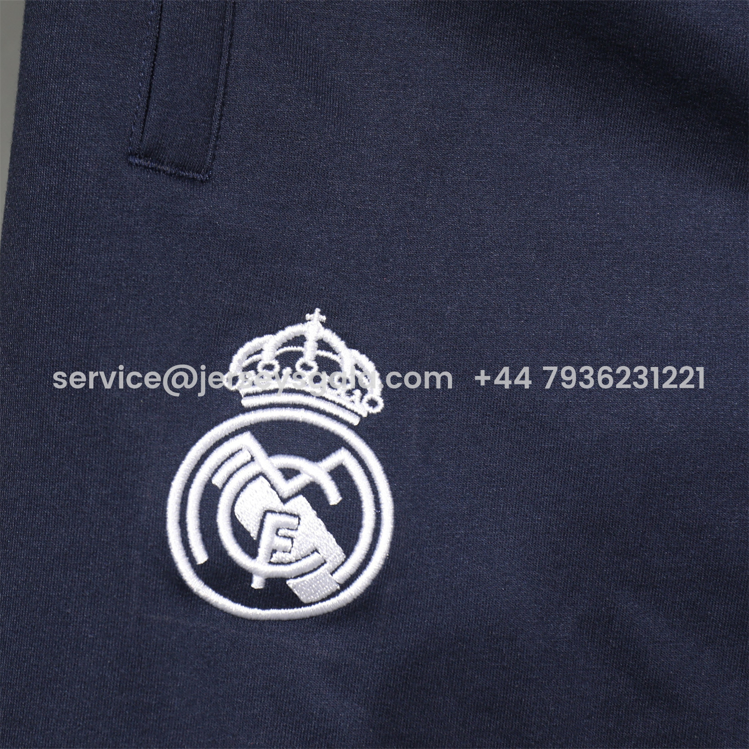 JerseysGala.com | Real Madrid 25-26 Pure Color Training Hoodie Set - Deep Blue Hoodie and Deep Blue Pants -Customize Name, Number and Patch | Worldwide Shipping