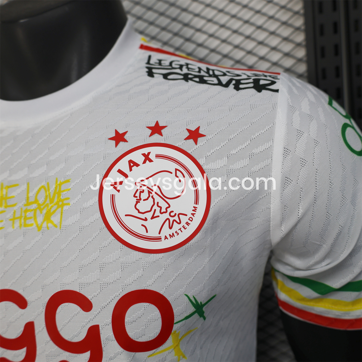 JerseysGala.com | Ajax x B-O-B Marly 2025-26 40th White Special Edition Jersey - Player Version -Customize Name, Number and Patch | Worldwide Shipping