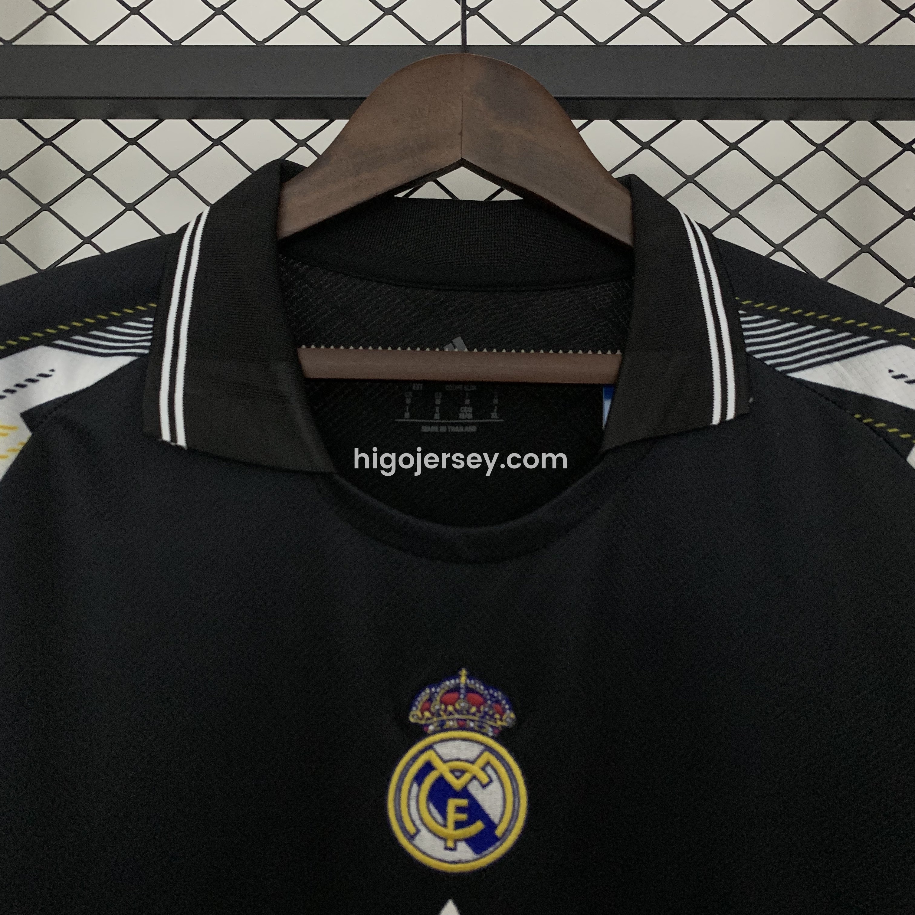 Higojerseys-Real Madrid 25-26 Black Gold White Three Bars Jersey - Fans Version