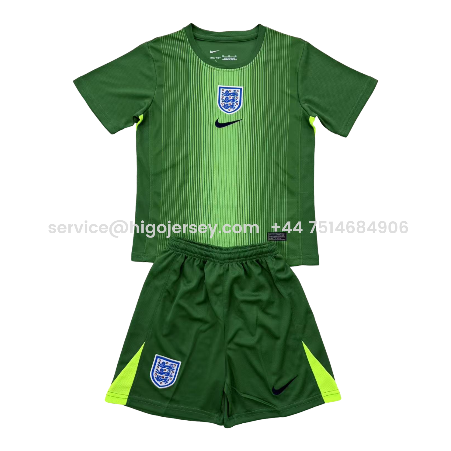 Higojerseys-England 25-26 Green Goalkeeper Men's Adult Jersey Set - Fans Version