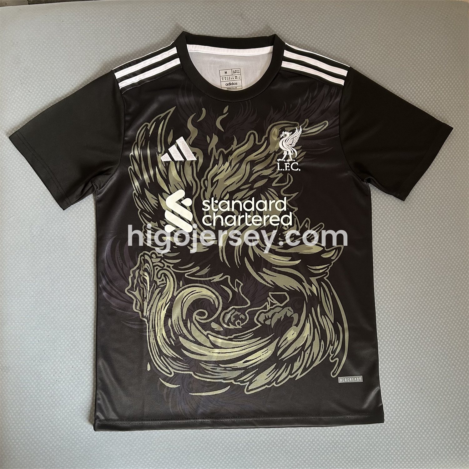 Higojerseys-Liver.pool 25-26 Gray Green Liver.pool Bird Black Jersey - Fans Version
