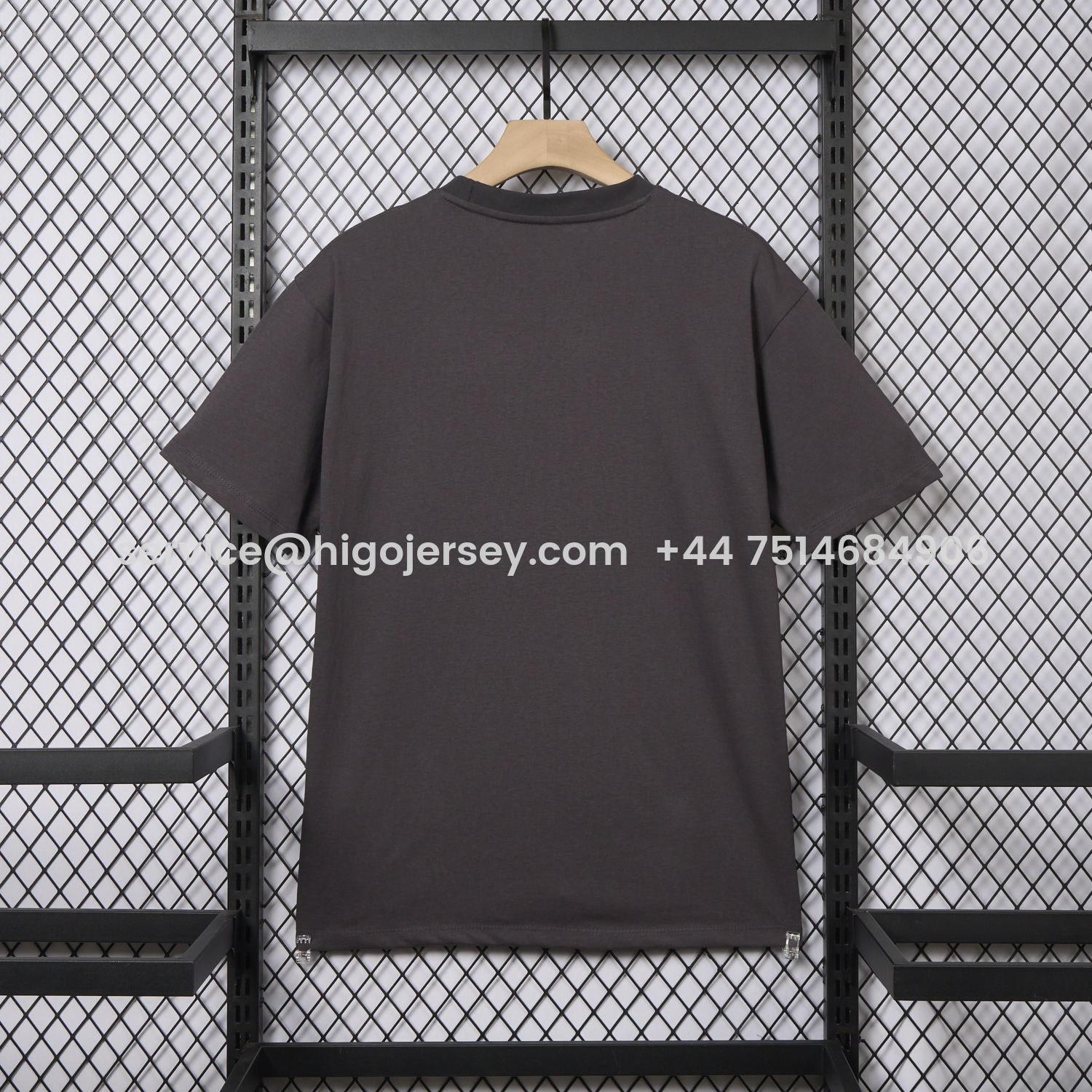 Higojerseys-Barcelona x Travis Scott 24-25 Football Eagle Pattern Dark Grey T-shirt