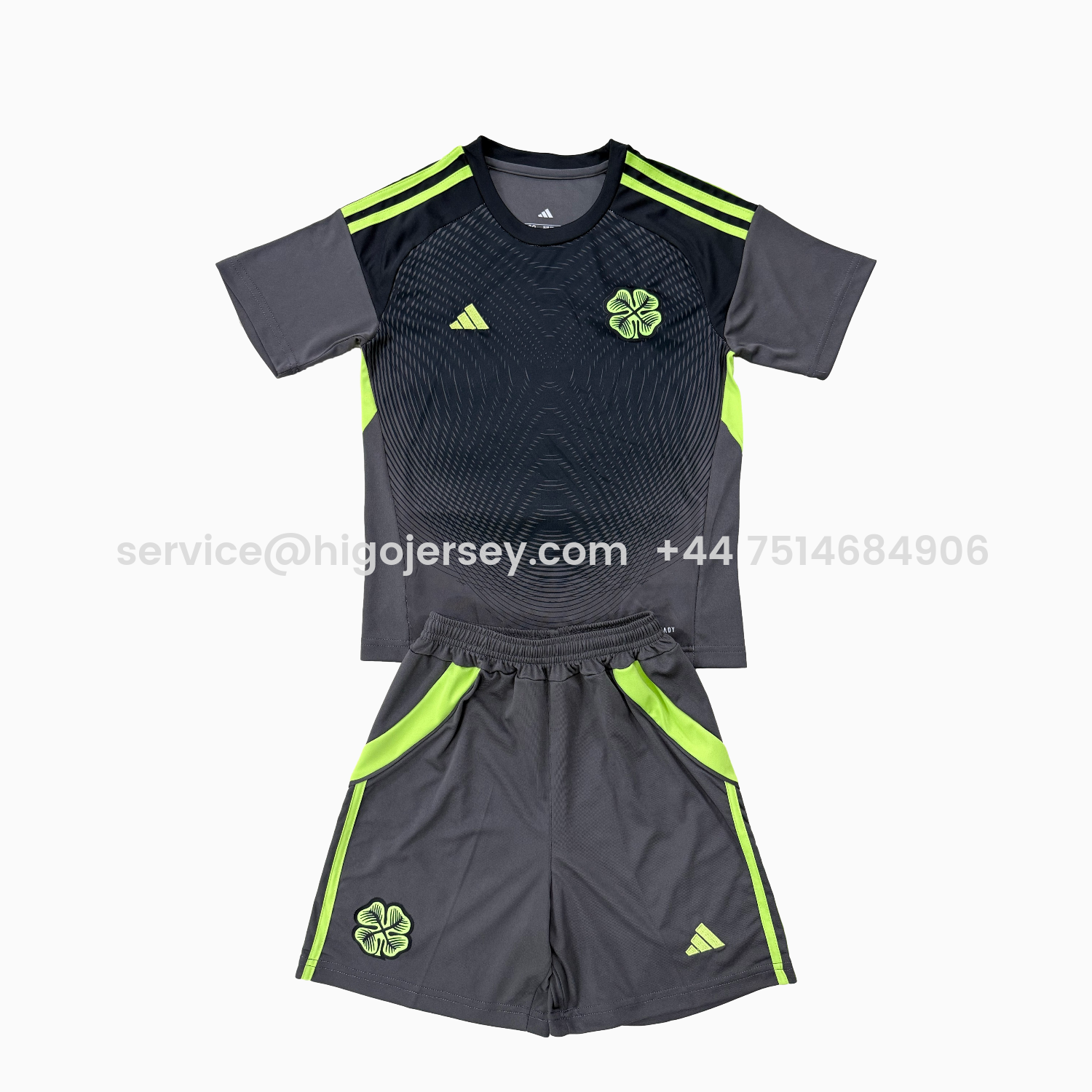 Higojerseys-Celtic 25-26 Black Goalkeeper Kids Kit